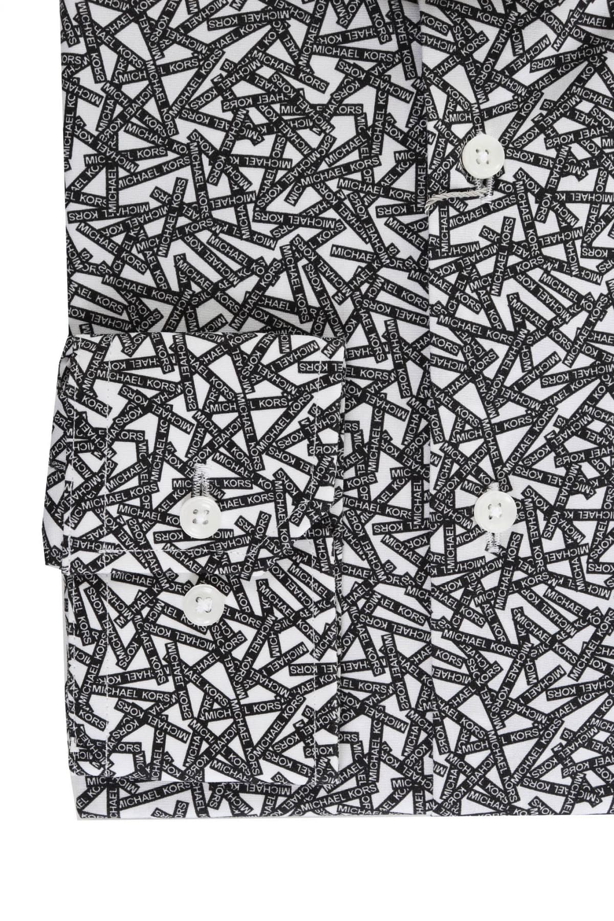 MICHAEL KORS ΠΟΥΚΑΜΙΣΟ LOGO BANNERS SLIM FIT ΜΑΥΡΟ-ΛΕΥΚΟ