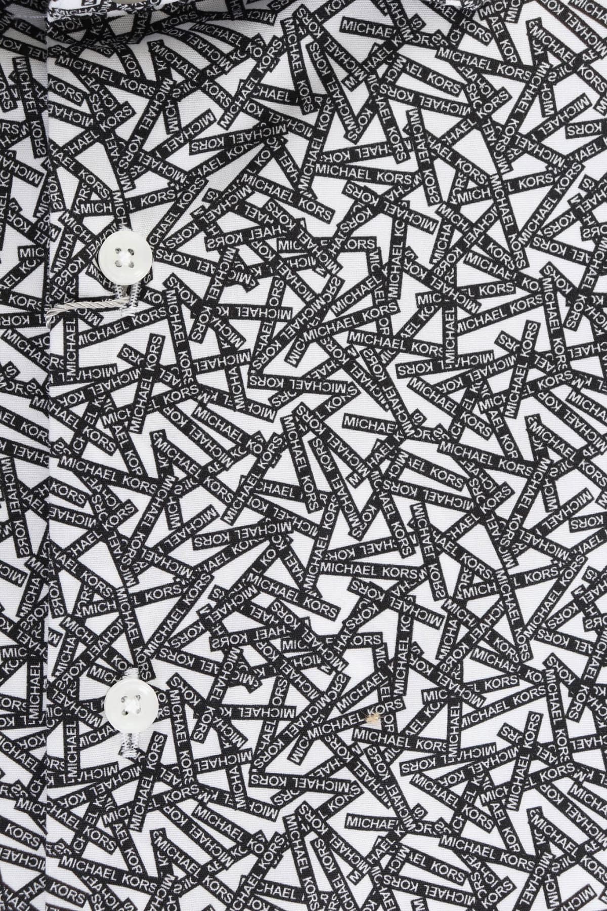 MICHAEL KORS ΠΟΥΚΑΜΙΣΟ LOGO BANNERS SLIM FIT ΜΑΥΡΟ-ΛΕΥΚΟ