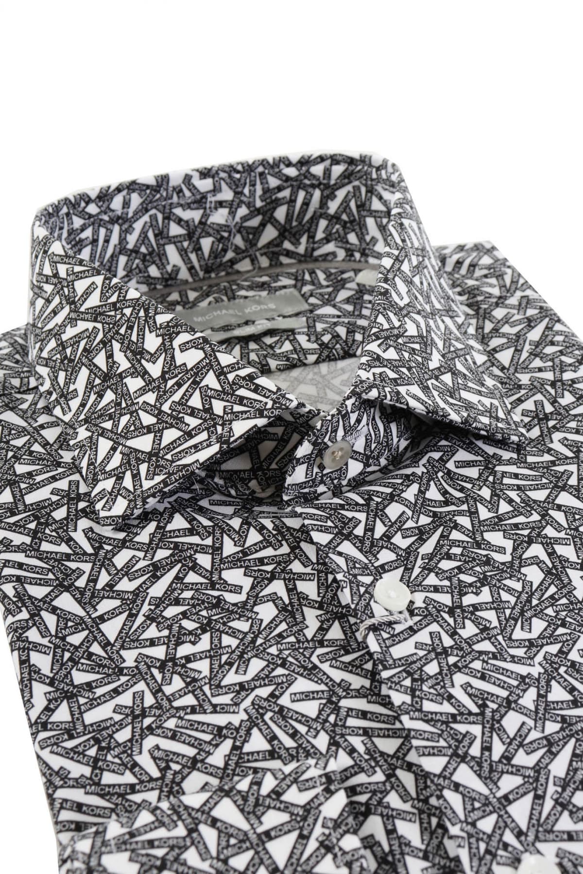 MICHAEL KORS ΠΟΥΚΑΜΙΣΟ LOGO BANNERS SLIM FIT ΜΑΥΡΟ-ΛΕΥΚΟ