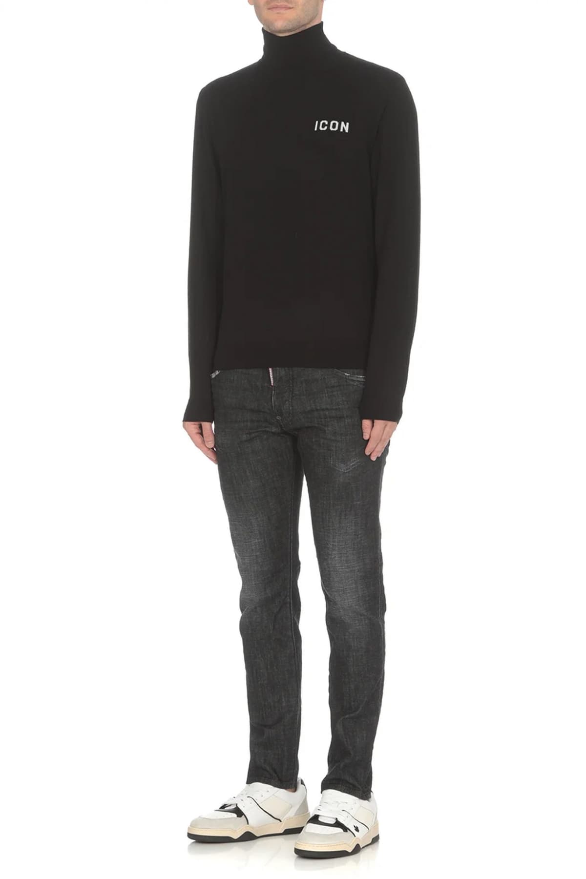 DSQUARED2 ΠΛΕΚΤΟ ICON TURTLENECK ΜΑΥΡΟ