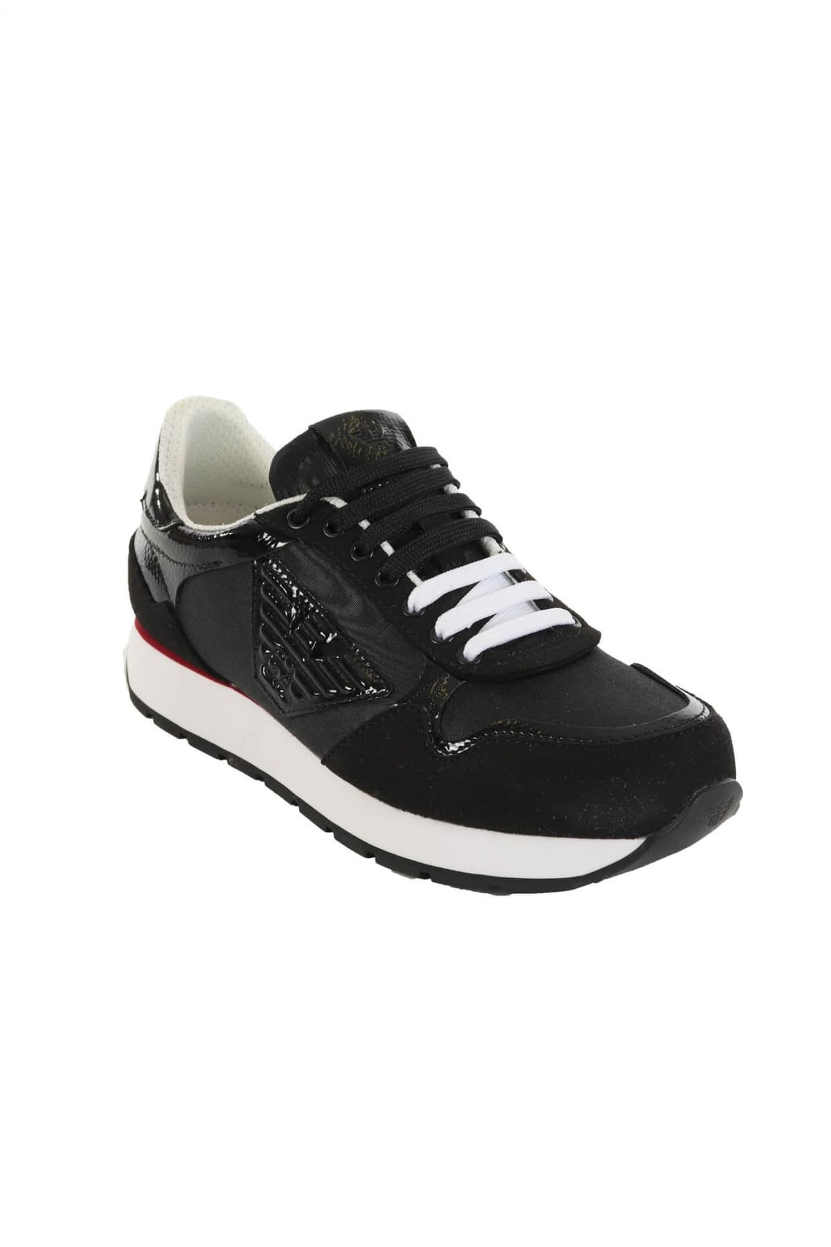 EMPORIO ARMANI ΠΑΠΟΥΤΣΙΑ SNEAKERS WOMAN ΛΟΓΟΤΥΠΟ ΑΣΠΡΟ/ΜΑΥΡΟ