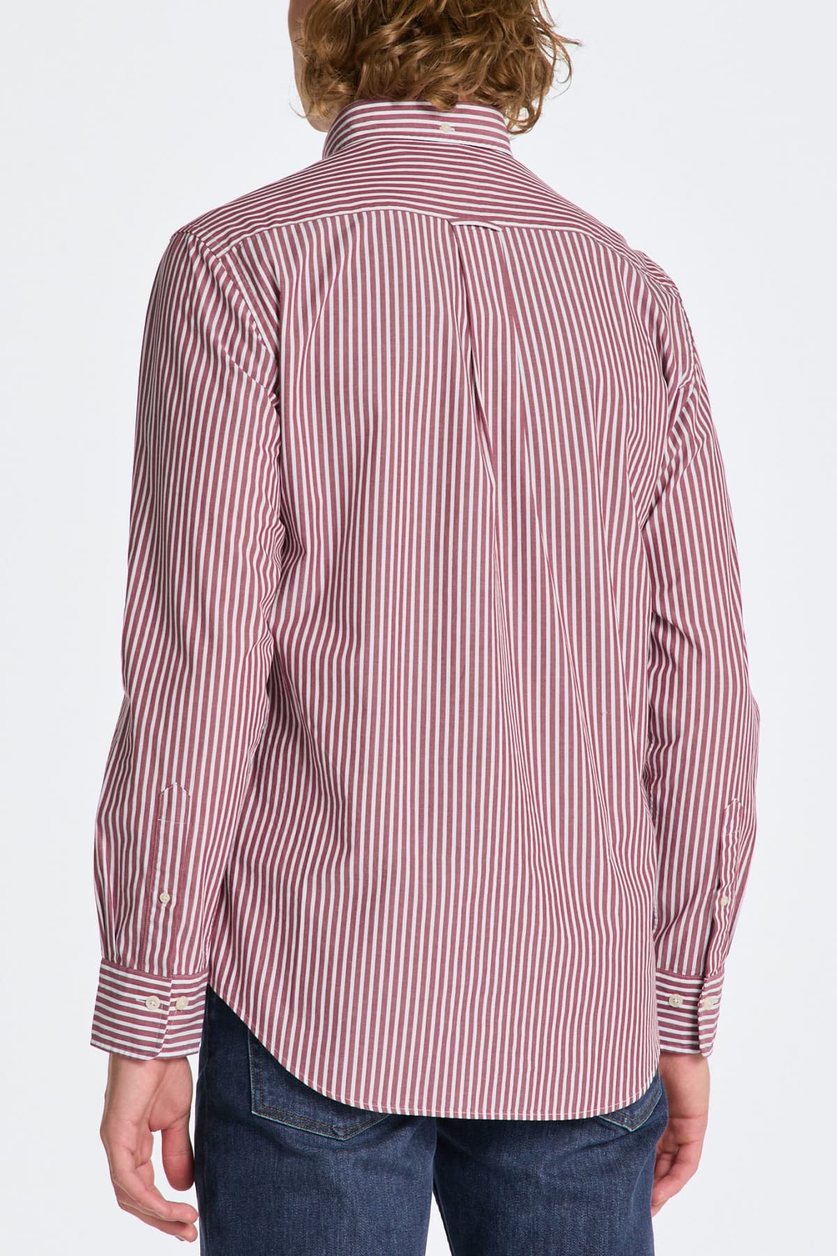 GANT ΠΟΥΚΑΜΙΣΟ REG CLASSIC POPPLIN STRIPE SHIRT ΡΙΓΕ ΜΠΟΡΝΤΩ