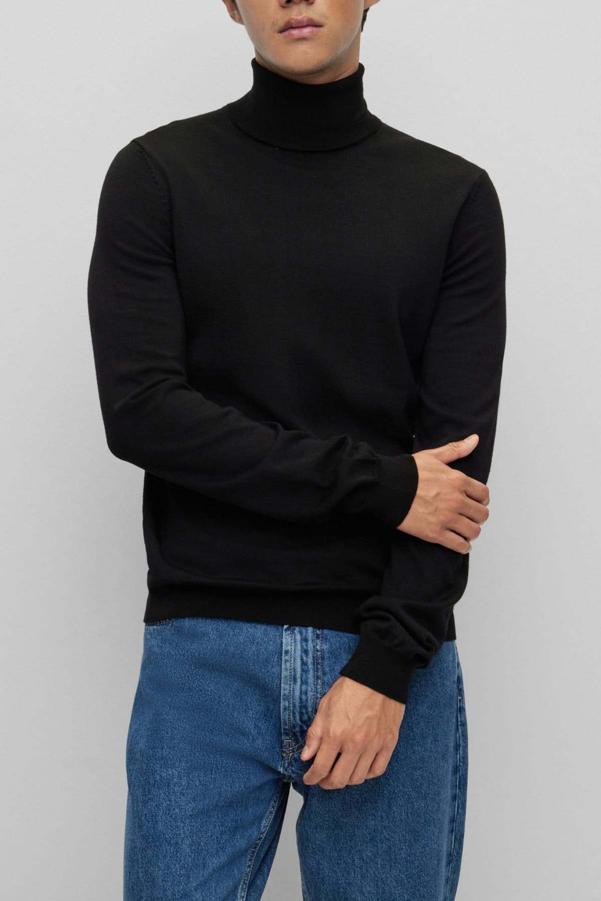 HUGO ΠΛΕΚΤΟ TURTLENECK SAN THOMAS-M ΜΑΥΡΟ