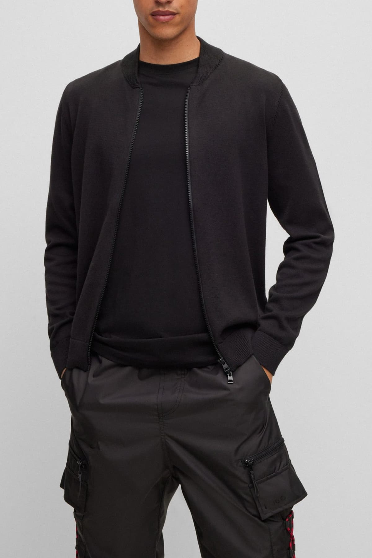 HUGO ΠΛΕΚΤΟ FULLZIP SAN JAQUE-C ΜΑΥΡΟ