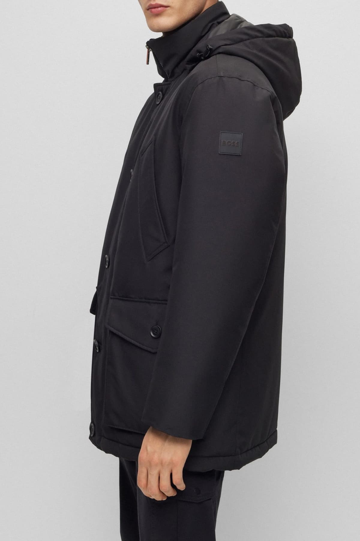 BOSS CASUAL ΜΠΟΥΦΑΝ JACKET ΑΠΟΣΠΩΜΕΝΗ ΚΟΥΚΟΥΛΑ OSIASS ΜΑΥΡΟ