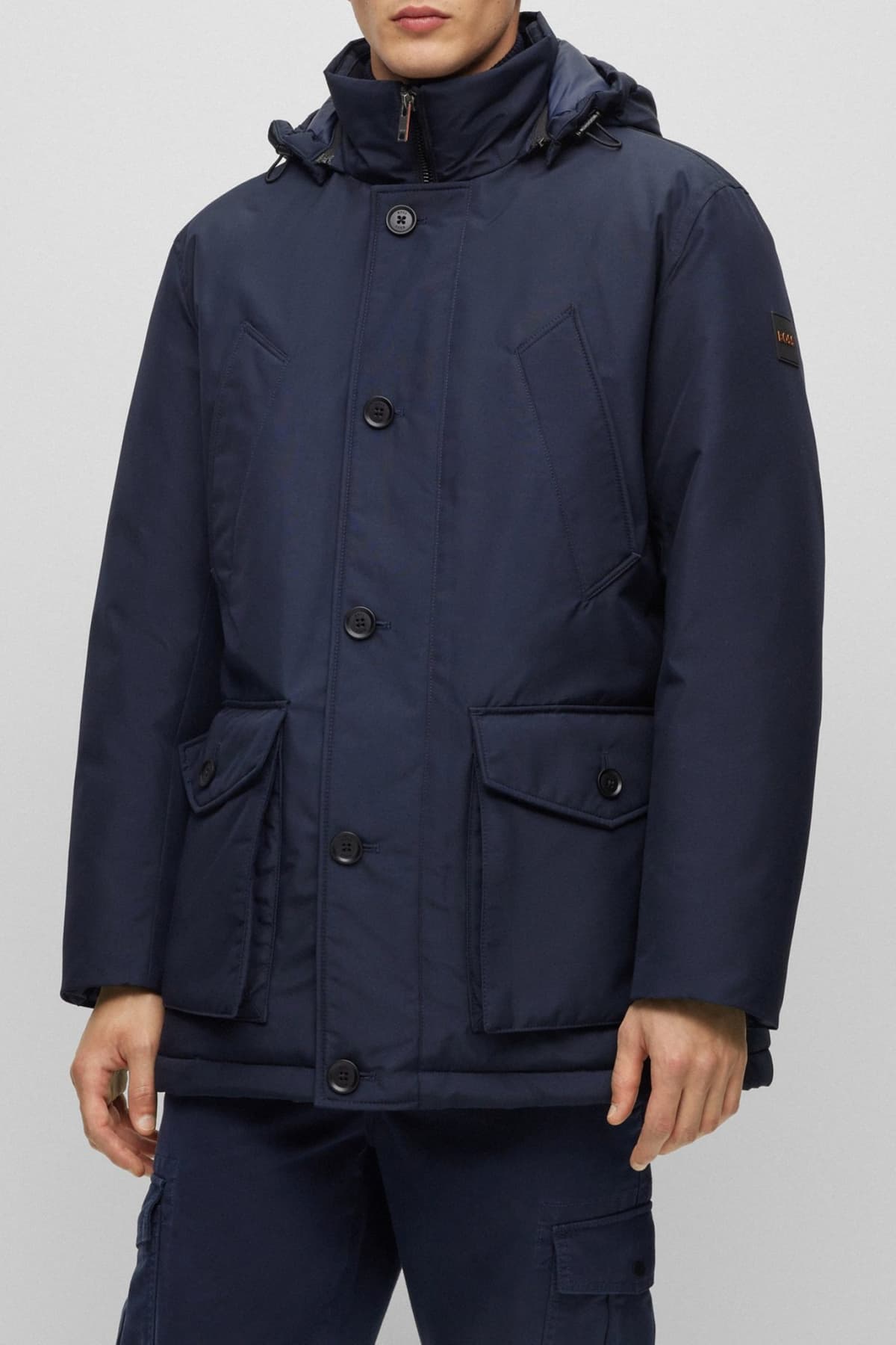 BOSS CASUAL ΜΠΟΥΦΑΝ JACKET ΑΠΟΣΠΩΜΕΝΗ ΚΟΥΚΟΥΛΑ OSIASS ΜΠΛΕ