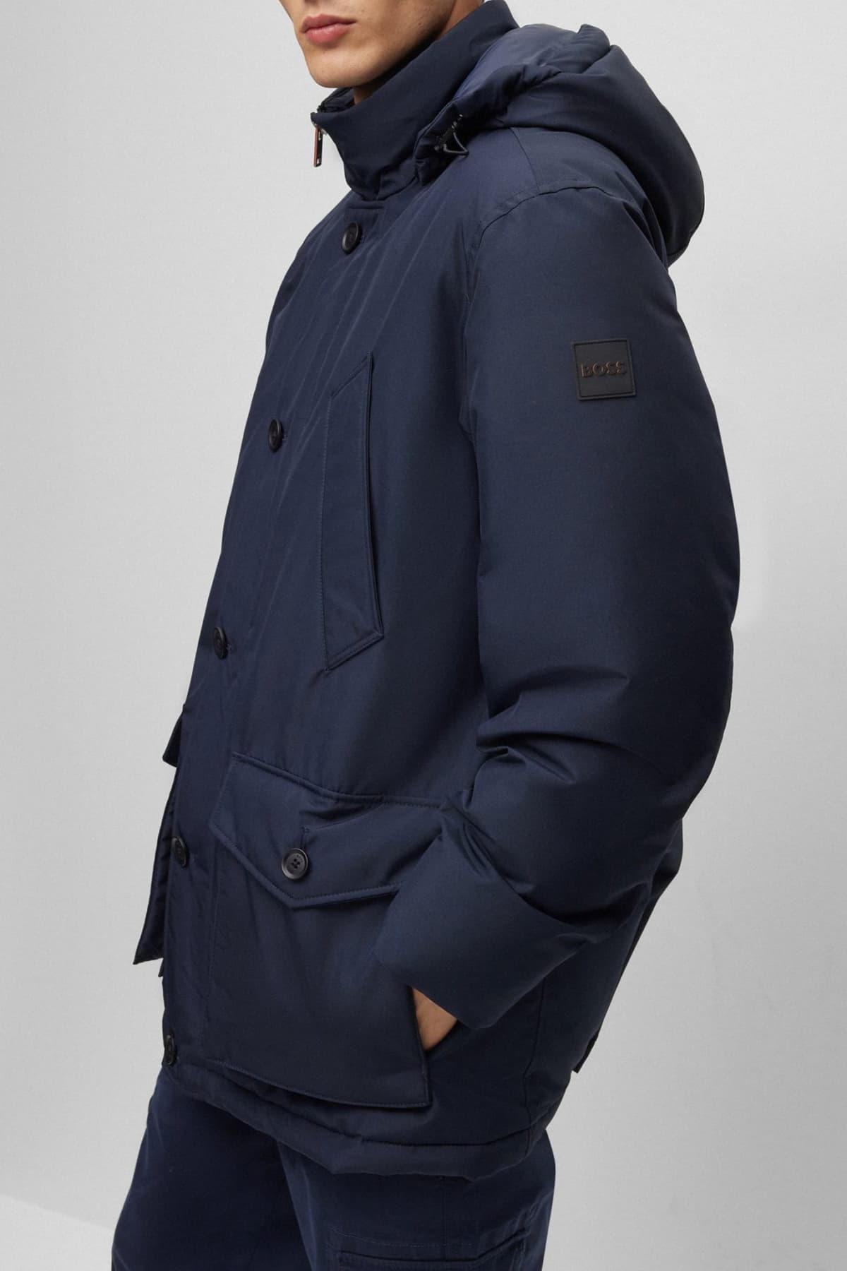 BOSS CASUAL ΜΠΟΥΦΑΝ JACKET ΑΠΟΣΠΩΜΕΝΗ ΚΟΥΚΟΥΛΑ OSIASS ΜΠΛΕ