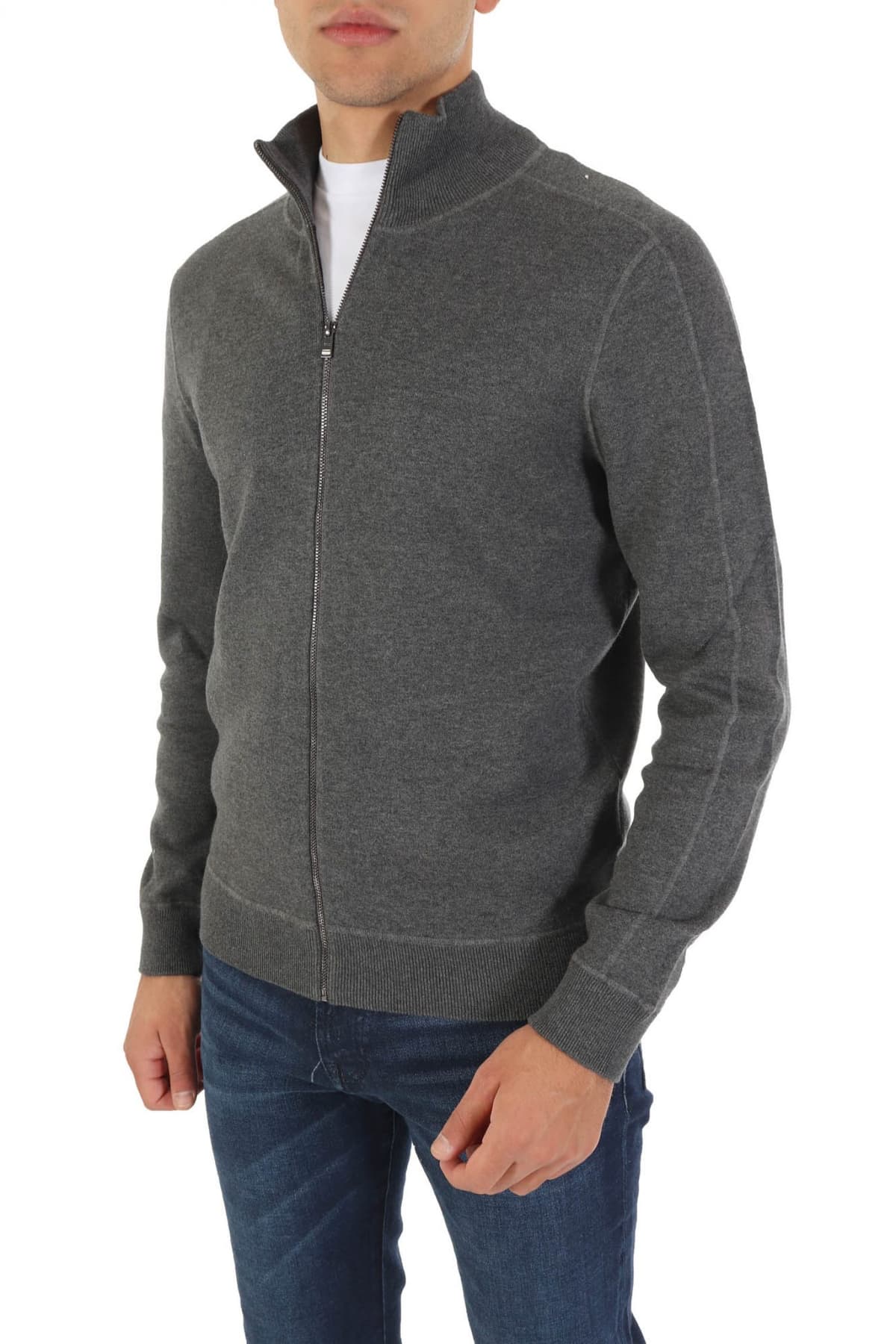 BOSS ΠΛΕΚΤΟ FULLZIP MENTOLO ΓΚΡΙ