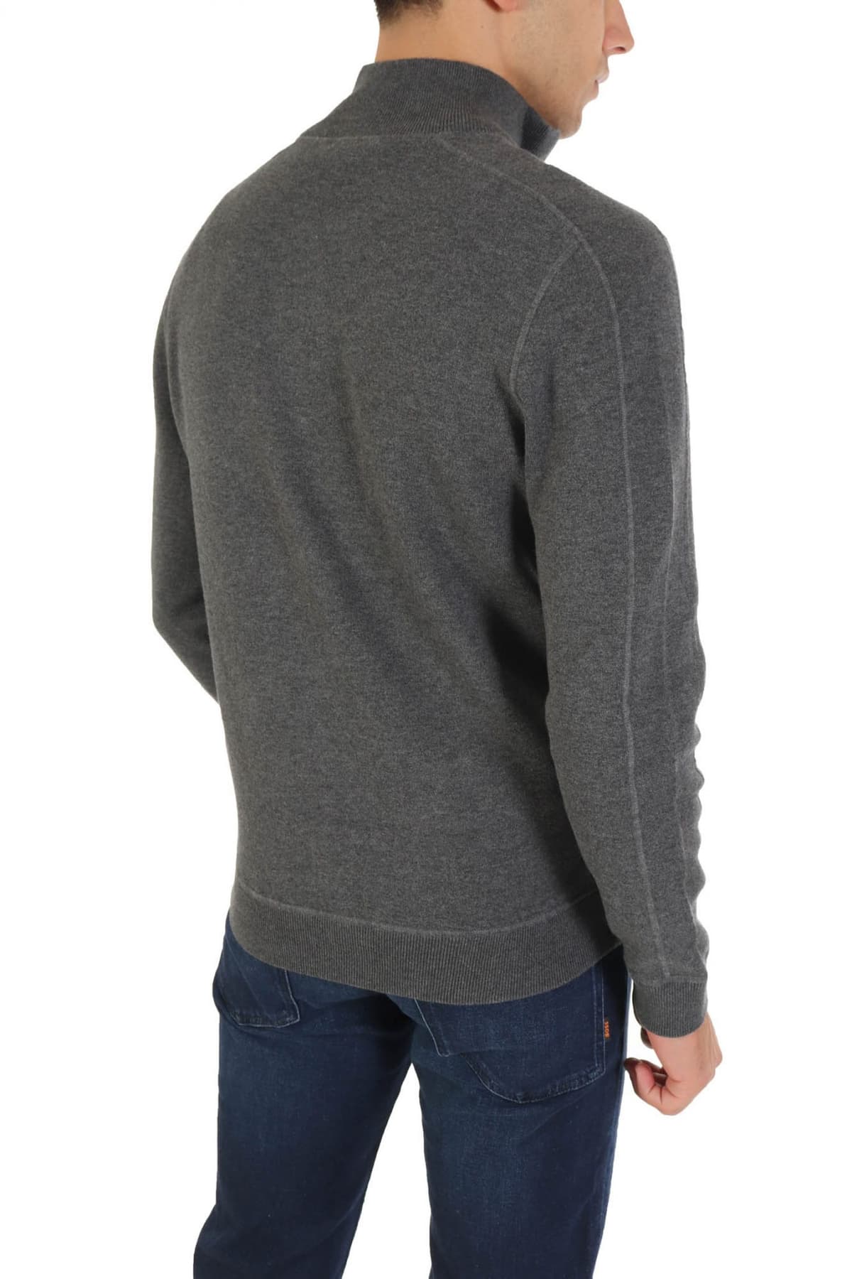 BOSS ΠΛΕΚΤΟ FULLZIP MENTOLO ΓΚΡΙ