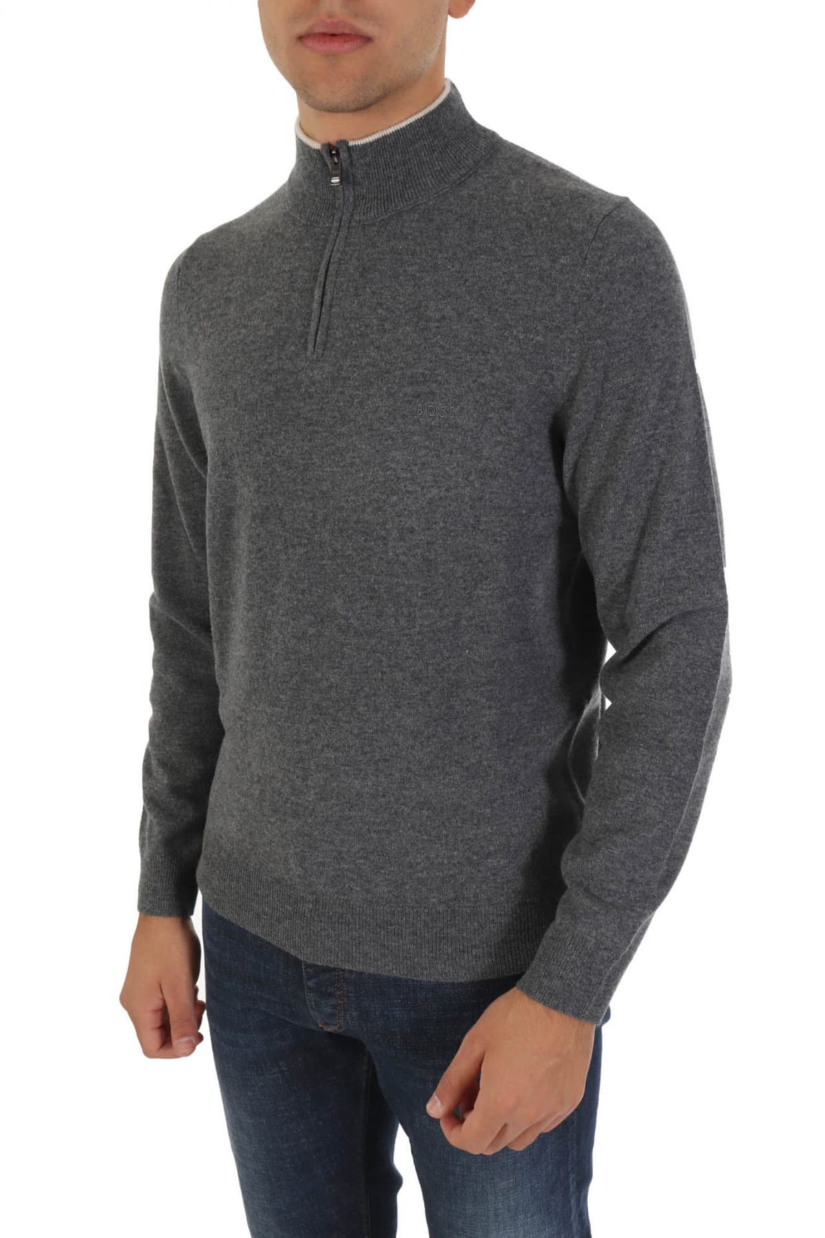 BOSS ΠΛΕΚΤΟ HALFZIP MARIO ΓΚΡΙ