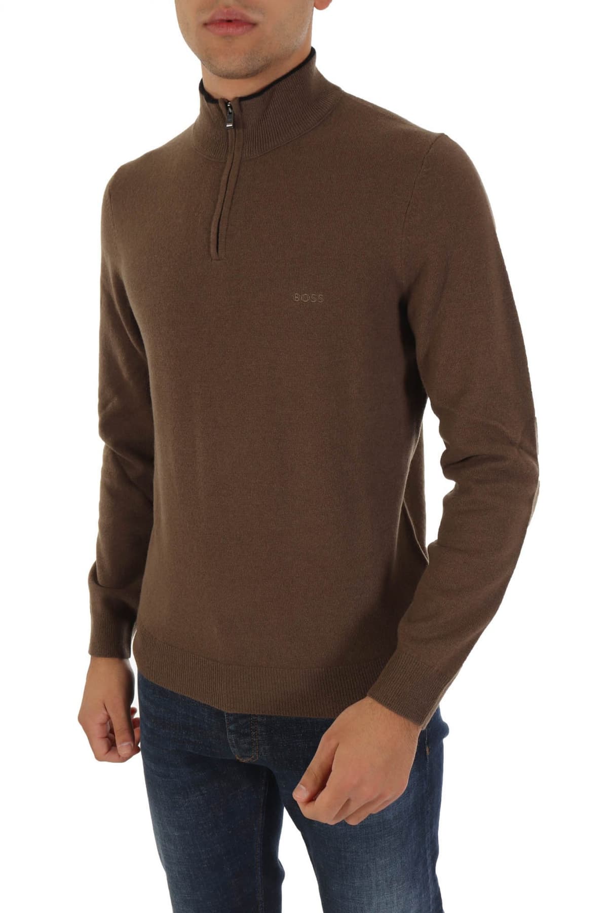 BOSS ΠΛΕΚΤΟ HALFZIP MARIO ΧΑΚΙ