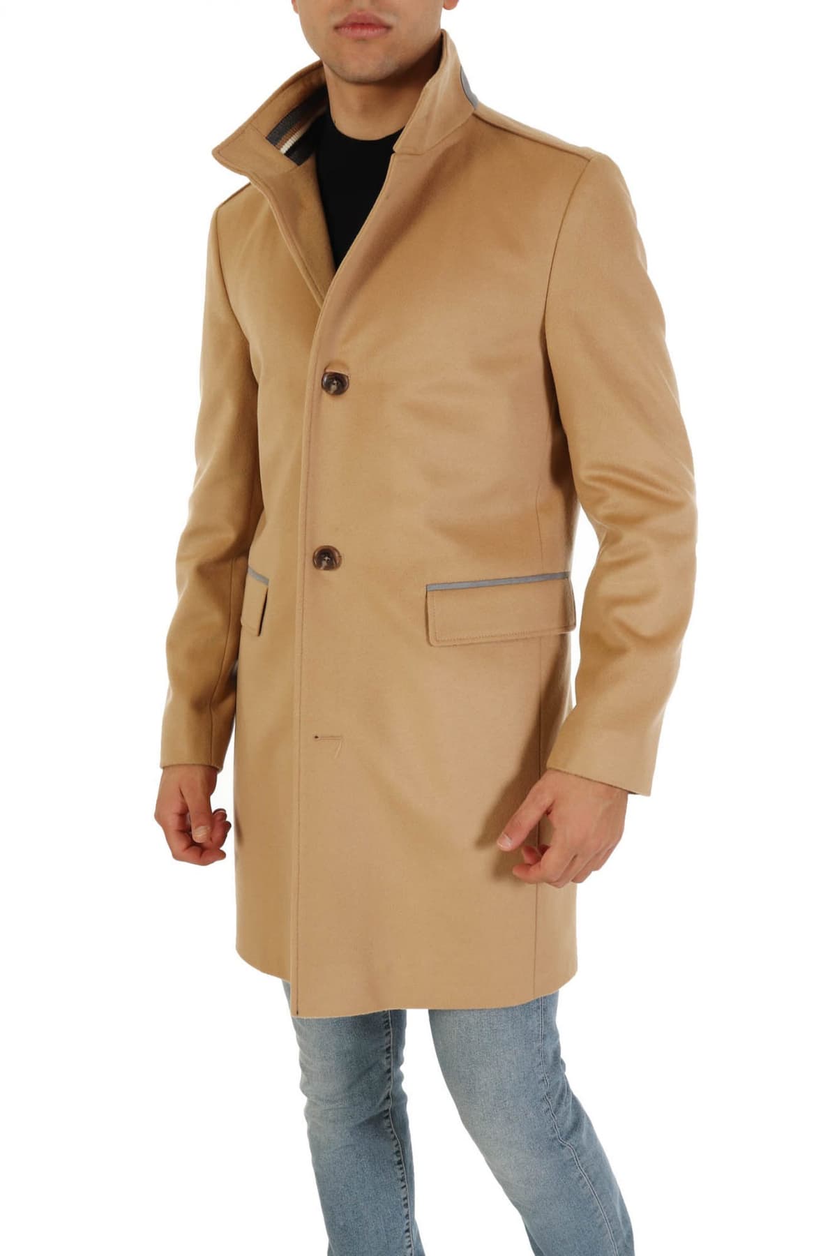 BOSS ΠΑΛΤΟ REGULAR FIT H-JARED-STANDUP-234 ΜΠΕΖ