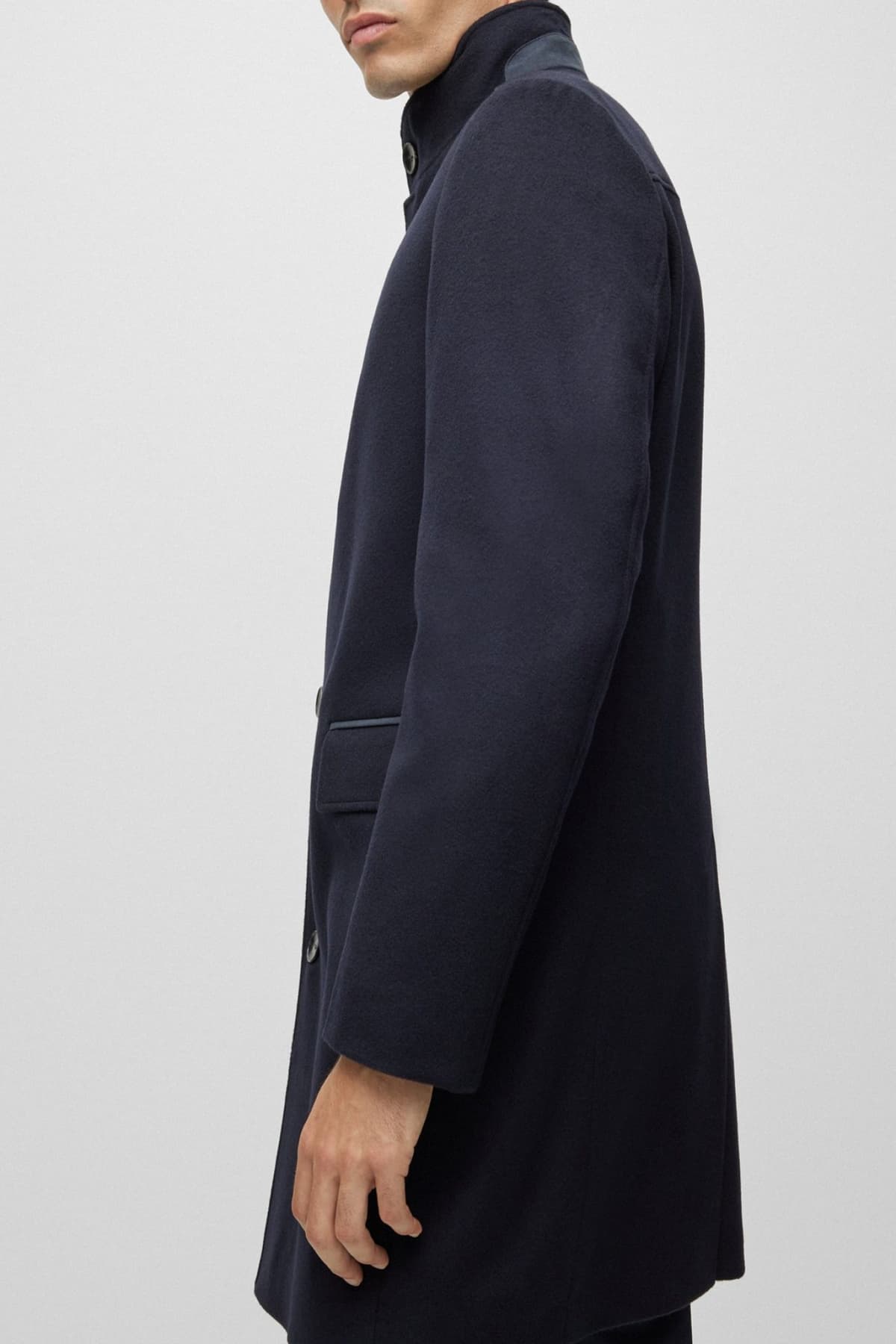 BOSS ΠΑΛΤΟ REGULAR FIT H-JARED-STANDUP-234 ΜΠΛΕ