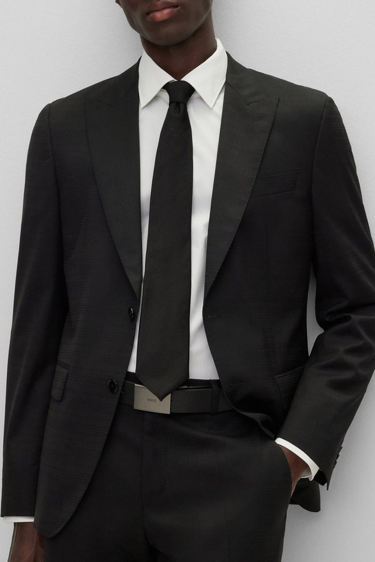 BOSS ΚΟΣΤΟΥΜΙ ΚΑΡΩ SLIM FIT H-HUGE-2PCS-PEAK-232 ΜΑΥΡΟ