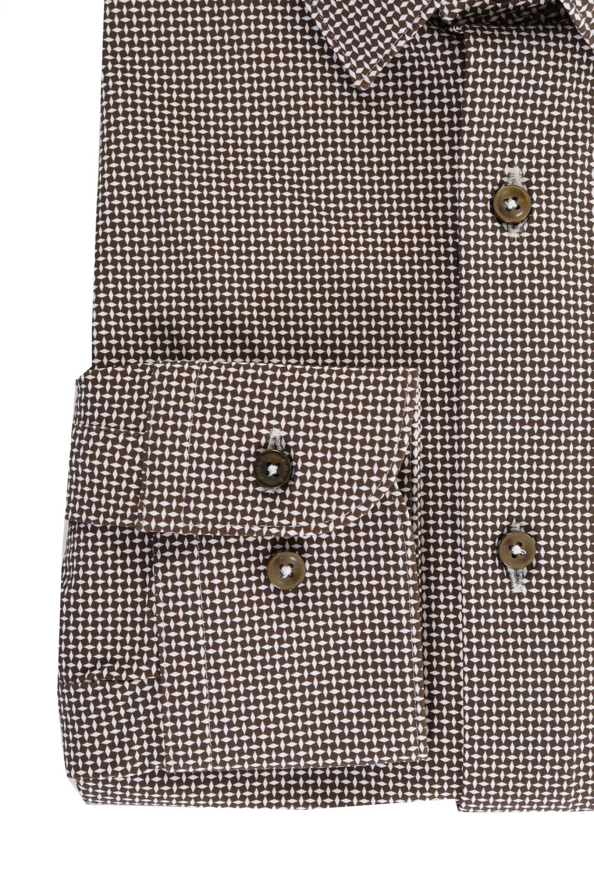 BOSS ΠΟΥΚΑΜΙΣΟ SLIM FIT ΜΙΚΡΟΣΧΕΔΙΟ P-HANK-S-KENT-C1-222 ΚΑΦΕ