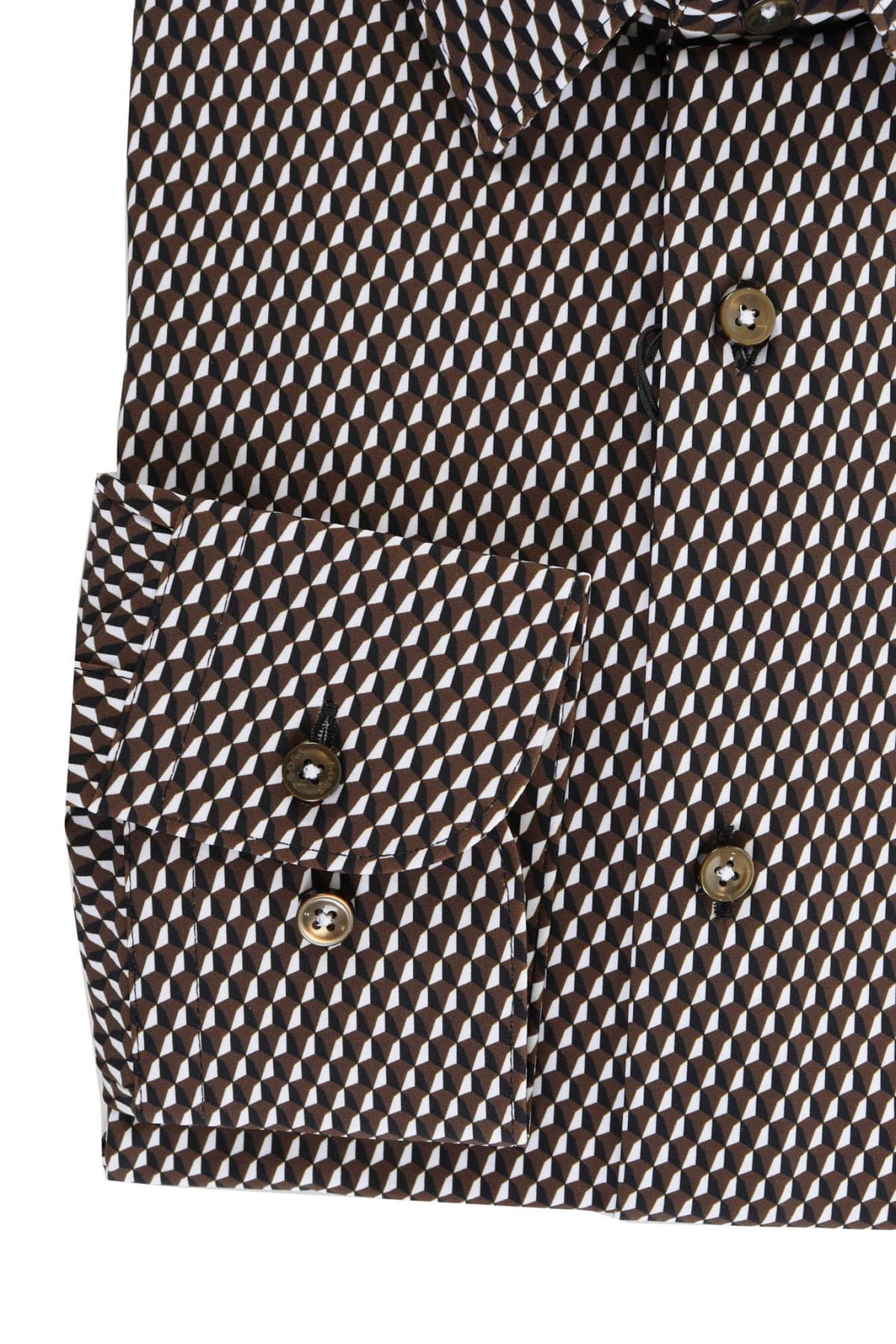 BOSS ΠΟΥΚΑΜΙΣΟ SLIM FIT ΜΙΚΡΟΣΧΕΔΙΟ P-HANK-S-KENT-C1-222 ΚΑΦΕ-ΜΑΥΡΟ