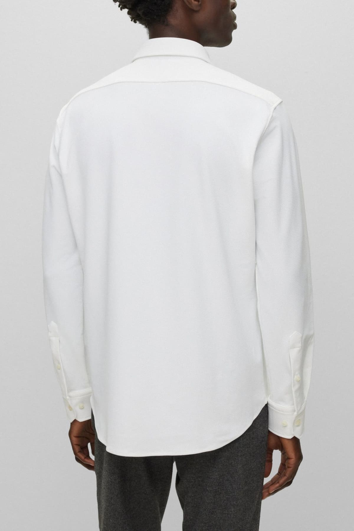 BOSS ΠΟΥΚΑΜΙΣΟ REGULAR FIT ΜΙΚΡΟΣΧΕΔΙΟ P-JOE-KENT-C1-222 ΛΕΥΚΟ