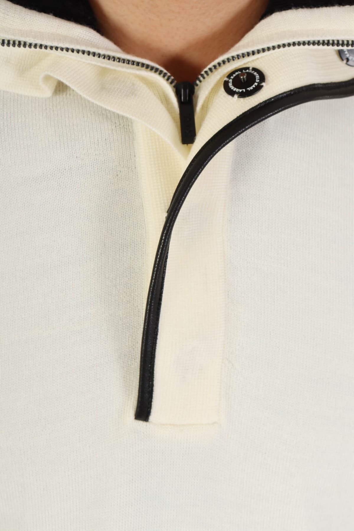 KARL LAGERFELD ΠΛΕΚΤΟ HALFBUTTON TROYER ΕΚΡΟΥ