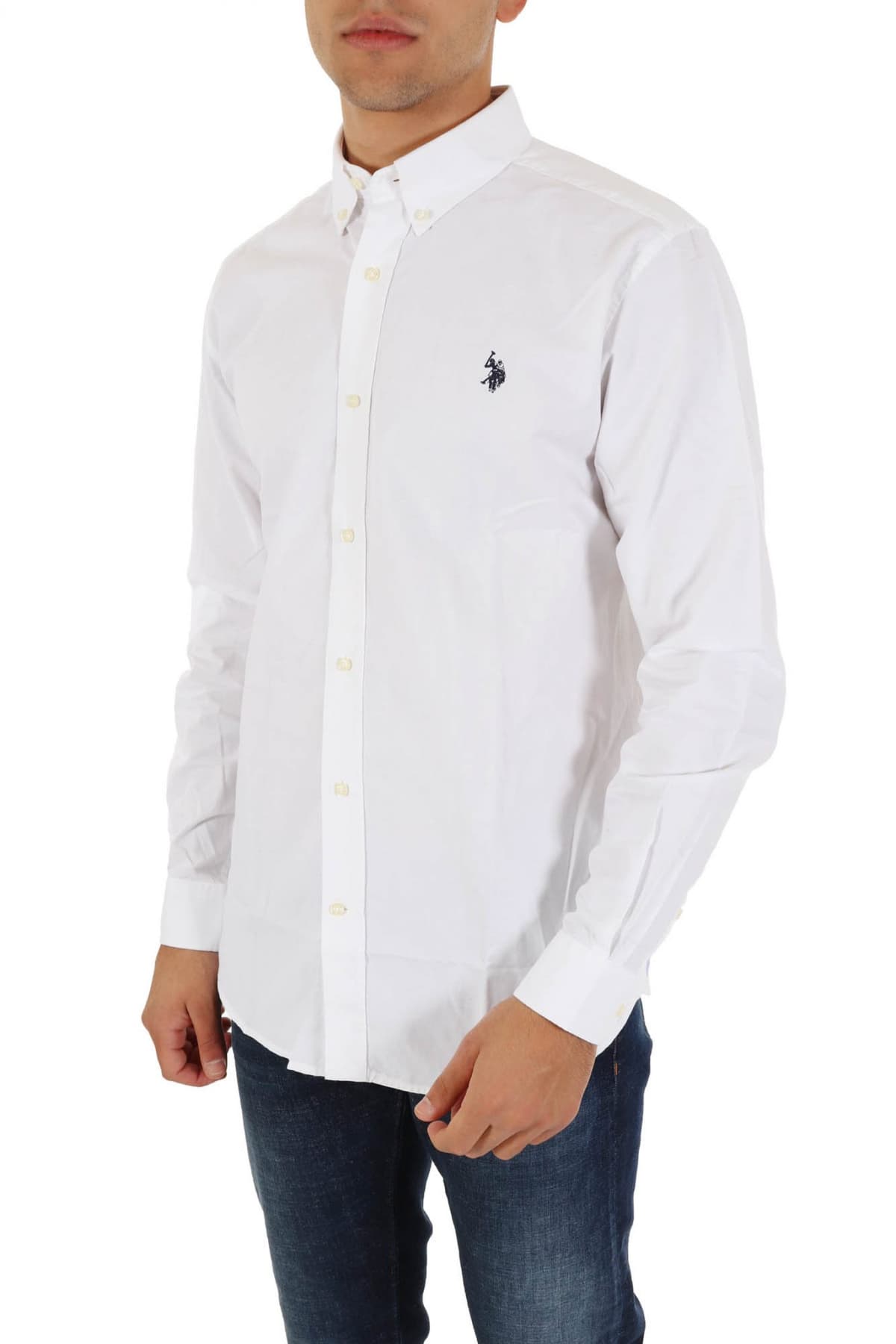 U.S. POLO ASSN ΠΟΥΚΑΜΙΣΟ BUTTON DOWN REGULAR FIT LOGO DIRK ΛΕΥΚΟ