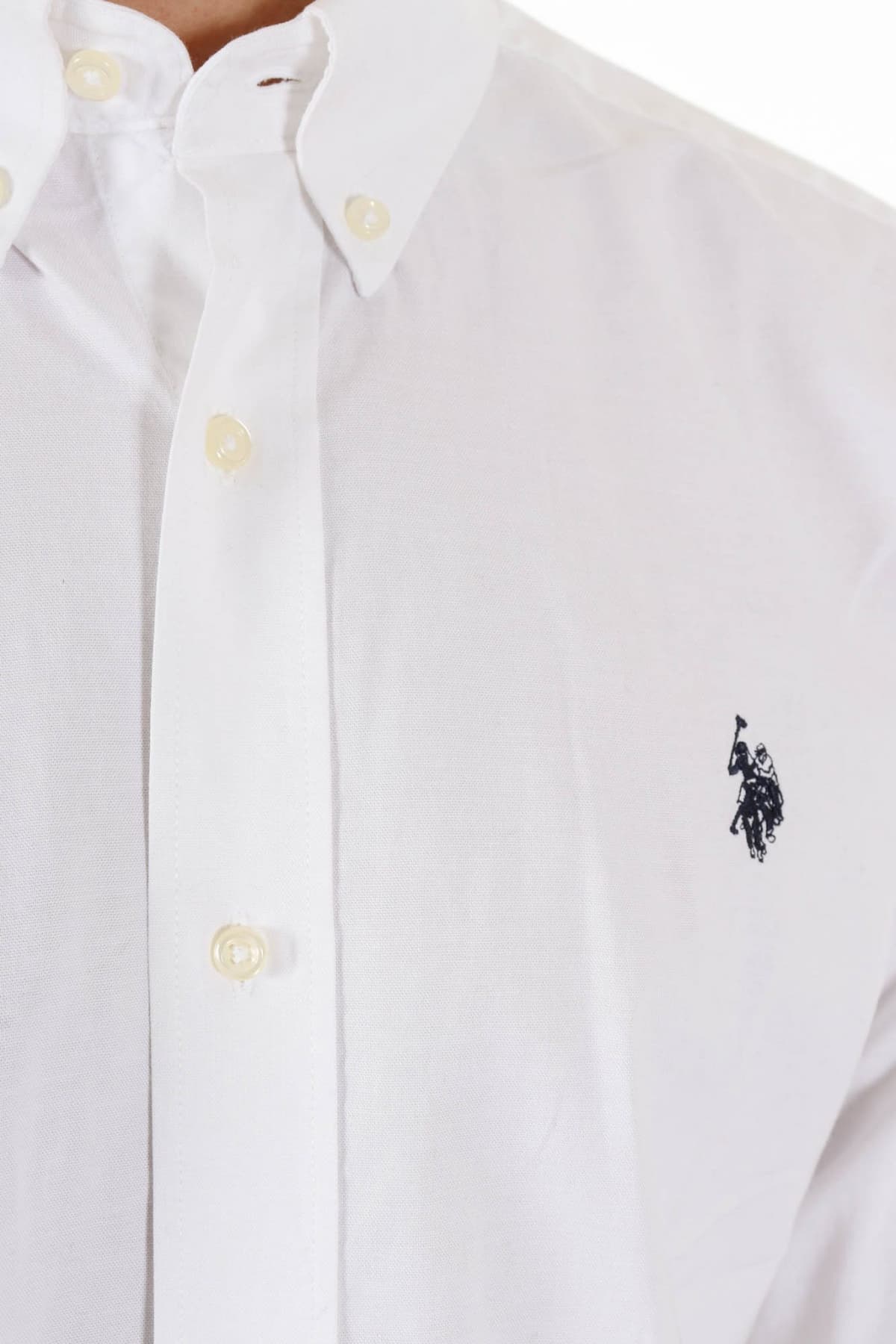 U.S. POLO ASSN ΠΟΥΚΑΜΙΣΟ BUTTON DOWN REGULAR FIT LOGO DIRK ΛΕΥΚΟ