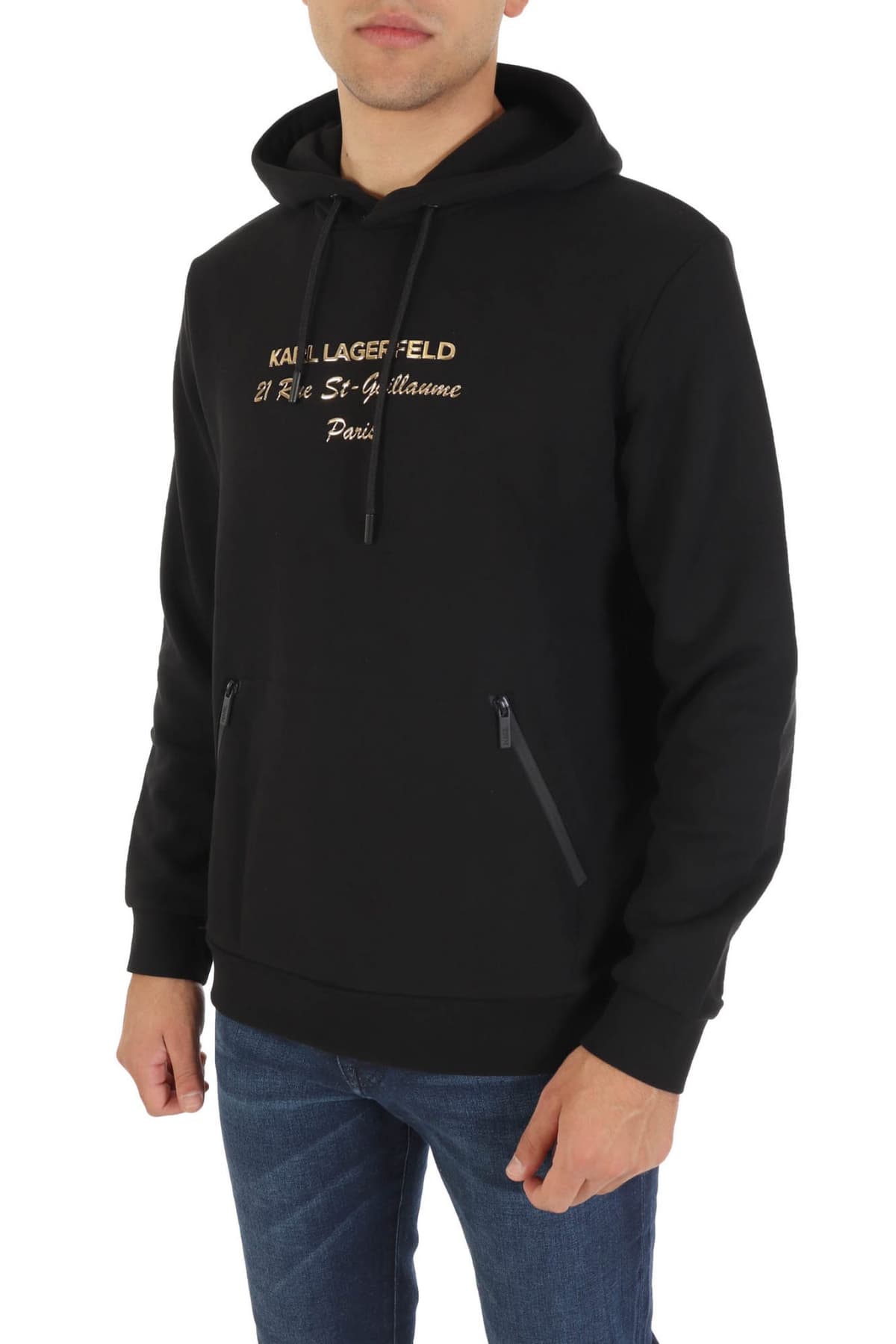 KARL LAGERFELD ΦΟΥΤΕΡ HOODIE LOGO ΜΑΥΡΟ-ΧΡΥΣΟ