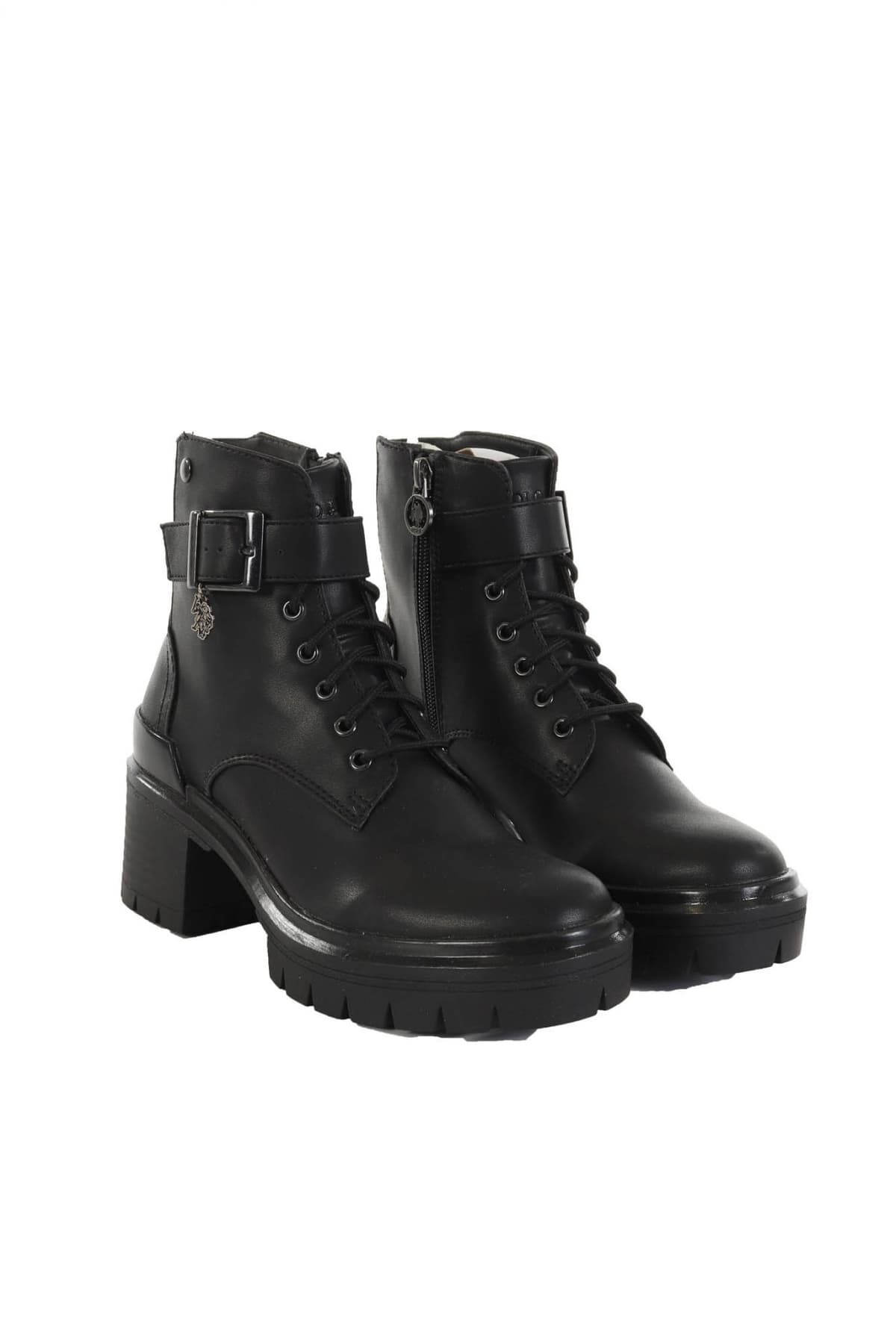 U.S. POLO ASSN. ΠΑΠΟΥΤΣΙΑ MΠΟΤΑΚΙΑ ΚΟΡΔΟΝΙΑ ΦΕΡΜΟΥΑΡ LOGO ΜΑΥΡΟ