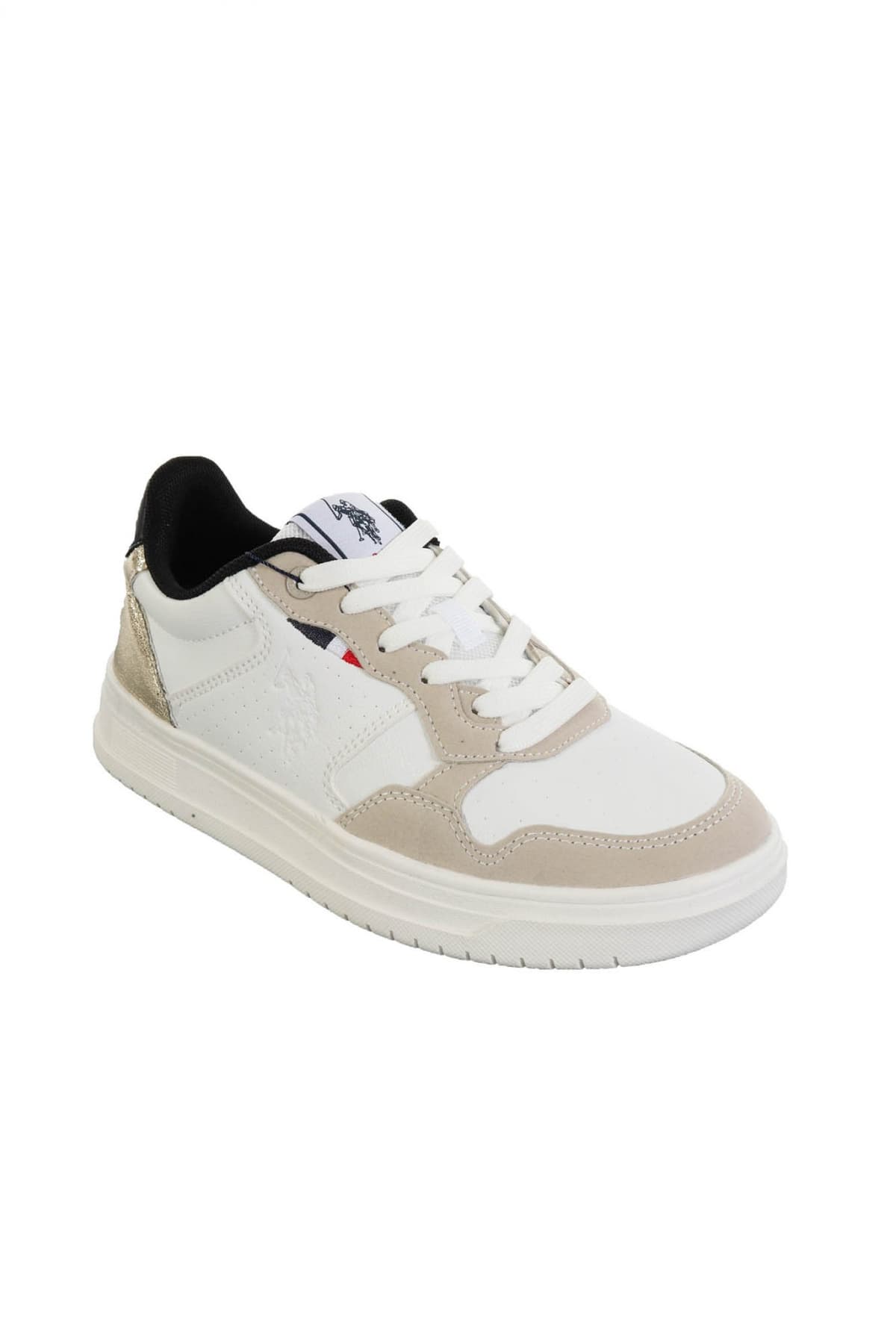 U.S. POLO ASSN. ΠΑΠΟΥΤΣΙΑ SNEAKERS LOGO ΛΕΥΚΟ/ΜΠΕΖ / ΧΡΥΣΟ