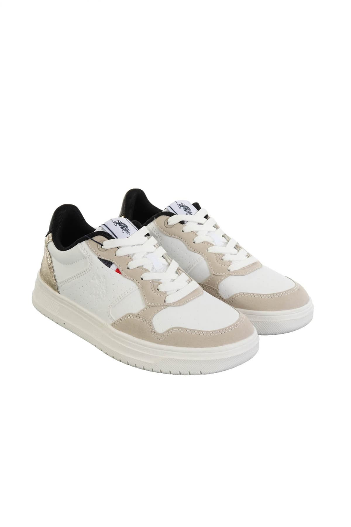 U.S. POLO ASSN. ΠΑΠΟΥΤΣΙΑ SNEAKERS LOGO ΛΕΥΚΟ/ΜΠΕΖ / ΧΡΥΣΟ