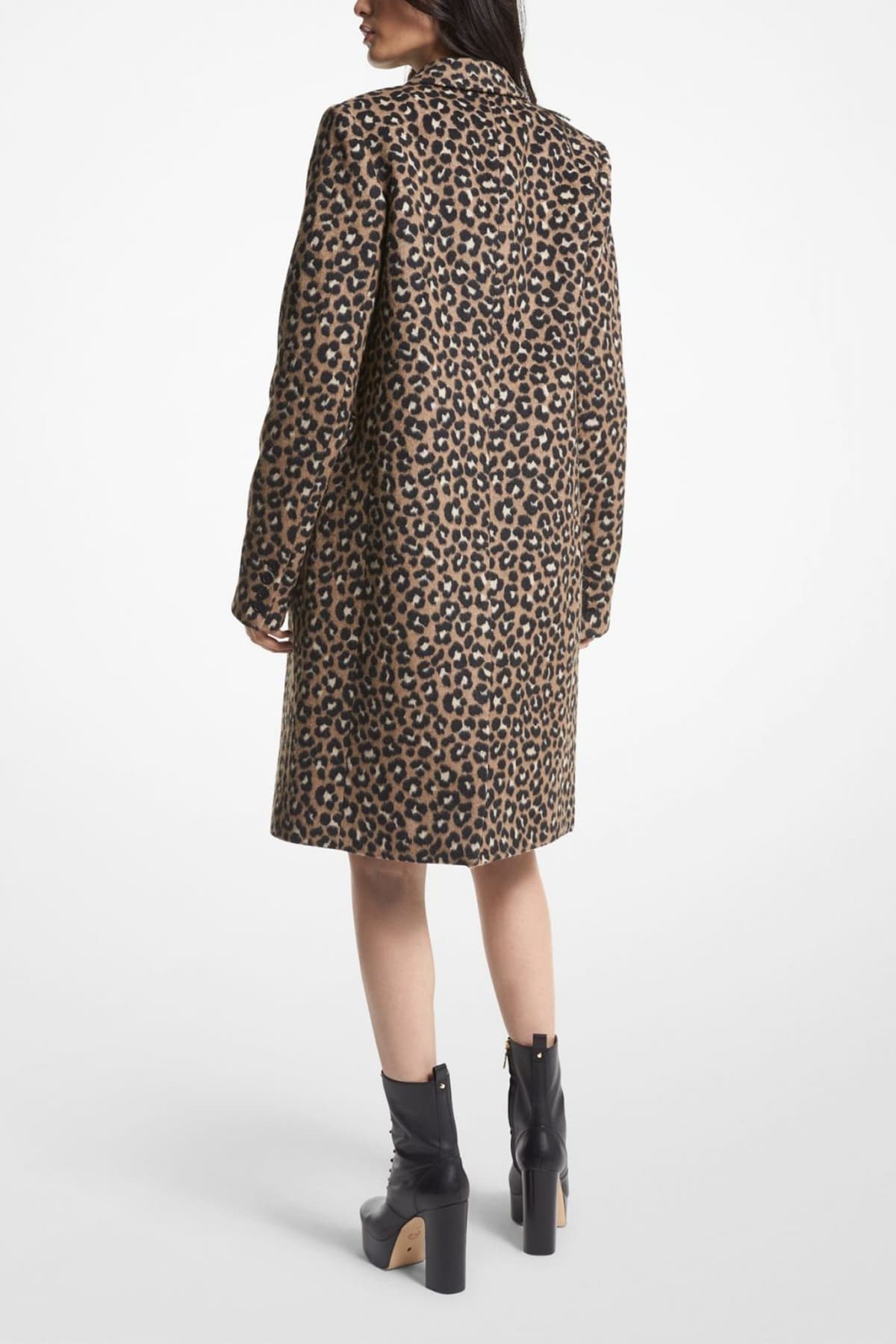 MICHAEL KORS ΠΑΛΤΟ ΜΑΚΡΥ ANIMAL PRINT ΚΑΦΕ/ΜΑΥΡΟ