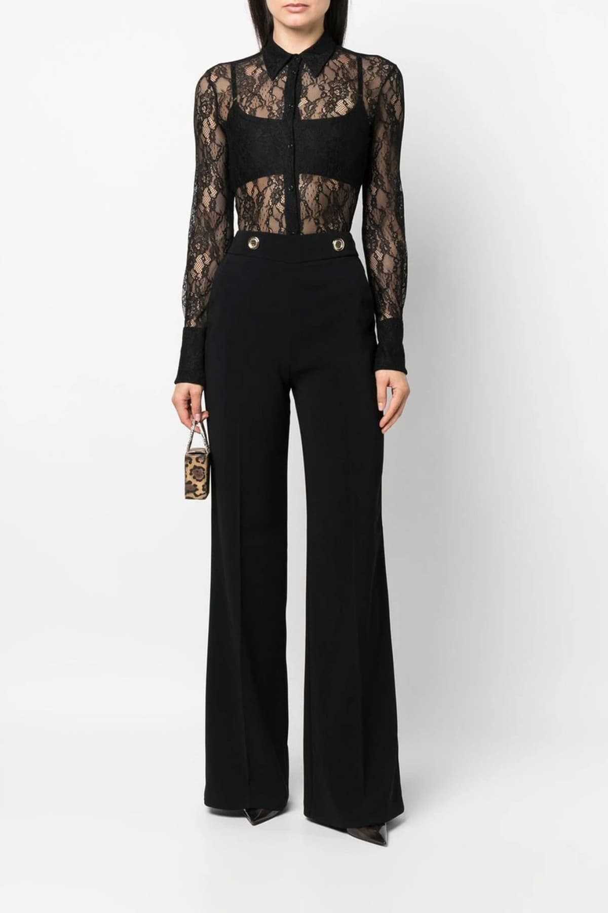 PINKO ΠΟΥΚΑΜΙΣΟ CORTESE ΔΑΝΤΕΛΑ ΜΑΥΡΟ