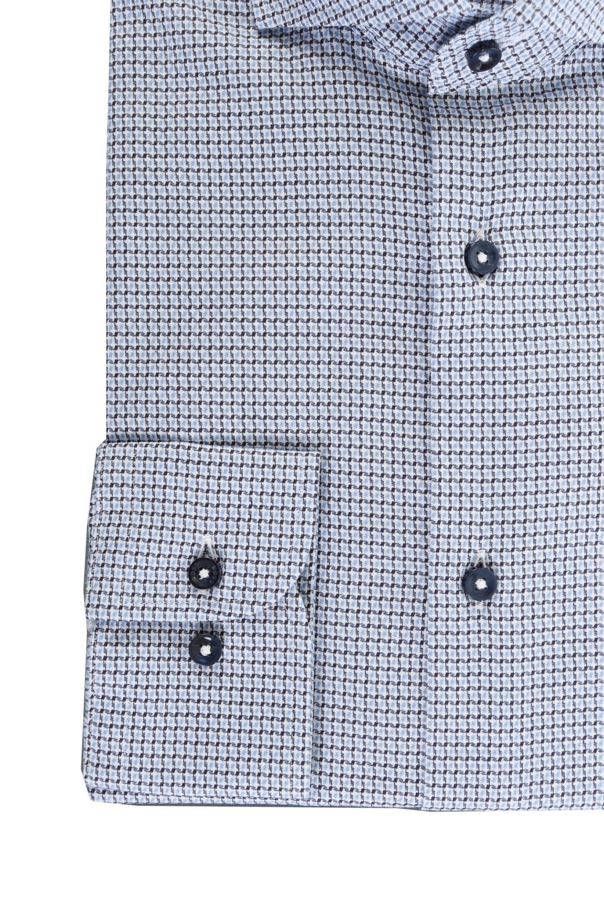 BOSS ΠΟΥΚΑΜΙΣΟ SLIM FIT STRETCH ΜΙΚΡΟΣΧΕΔΙΟ h-hank-spread-c5-233 ΣΙΕΛ