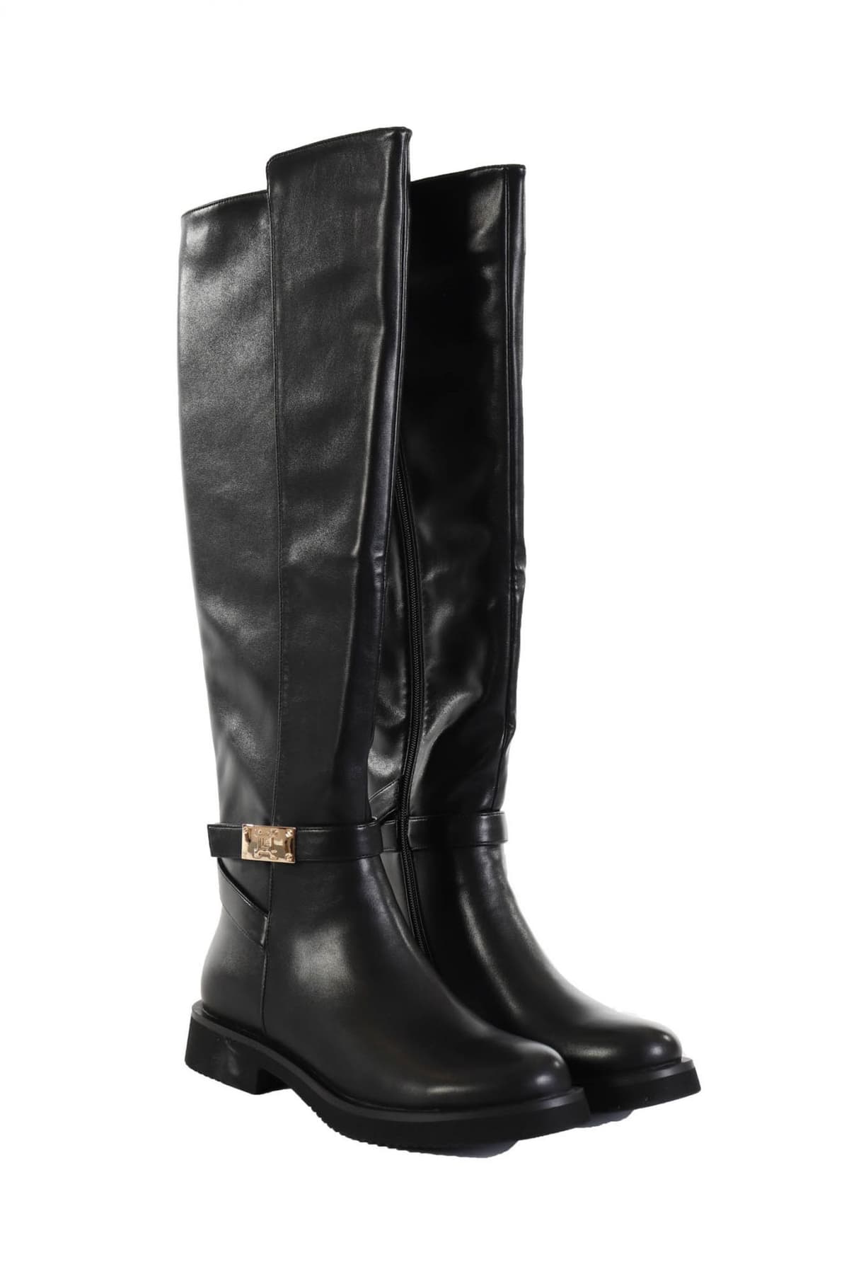 LAURA BIAGIOTTI ΠΑΠΟΥΤΣΙΑ ΜΠΟΤΕΣ MAT ΦΕΡΜΟΥΑΡ ΜΕΤΑΛΛΙΚΟ LOGO ΜΑΥΡΟ