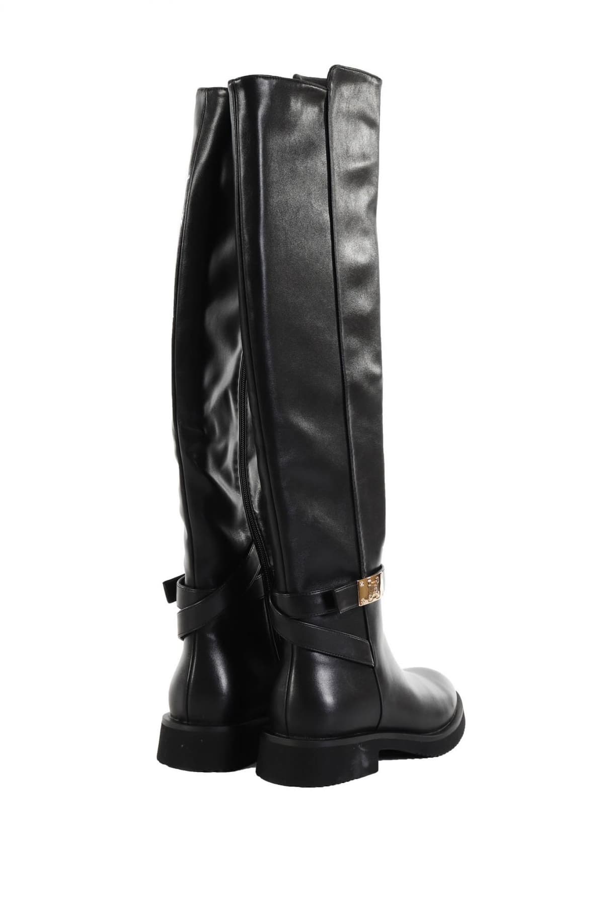 LAURA BIAGIOTTI ΠΑΠΟΥΤΣΙΑ ΜΠΟΤΕΣ MAT ΦΕΡΜΟΥΑΡ ΜΕΤΑΛΛΙΚΟ LOGO ΜΑΥΡΟ