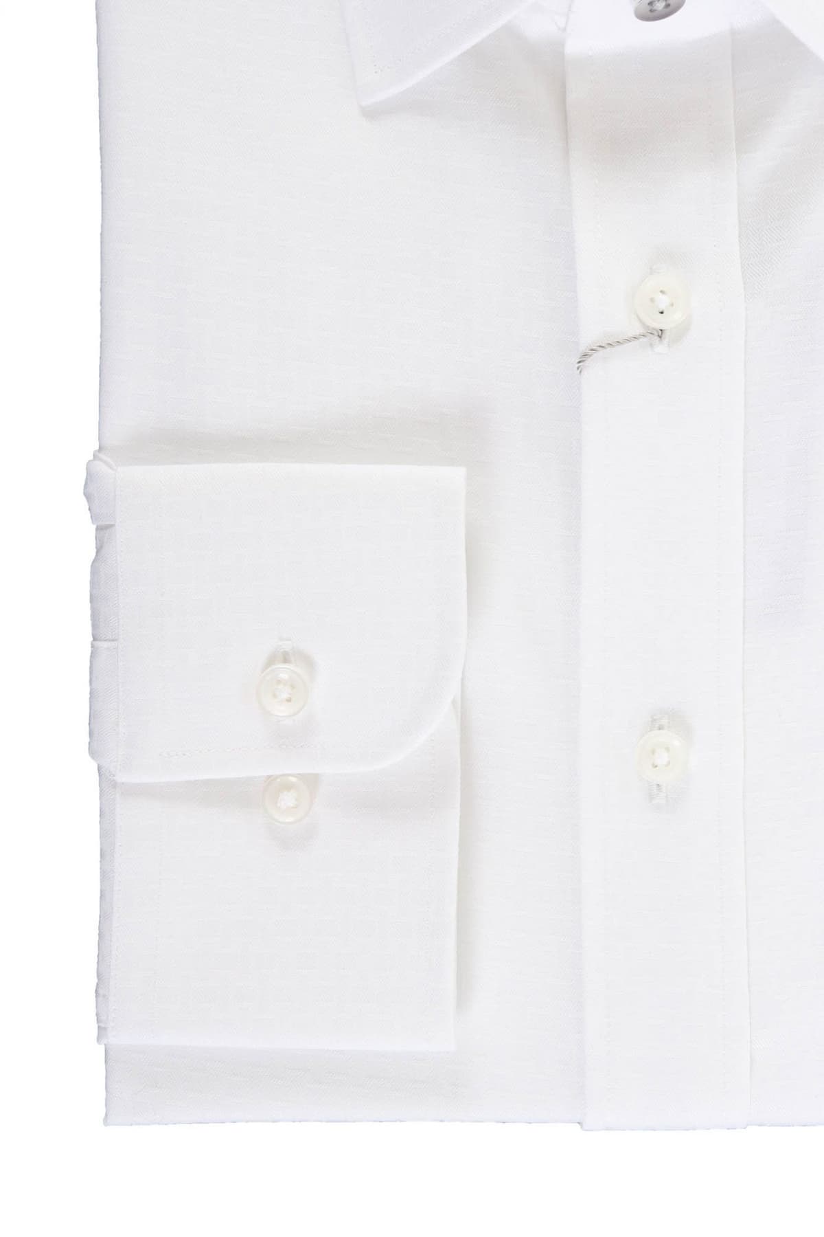 MICHAEL KORS ΠΟΥΚΑΜΙΣΟ RECTANGLE MODERN FIT EASY CARE STRETCH ΛΕΥΚΟ