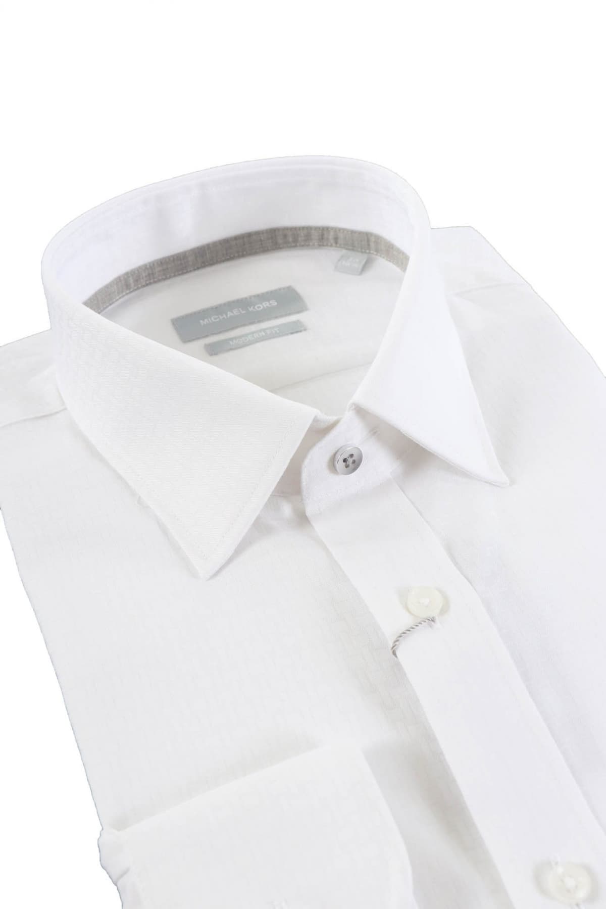 MICHAEL KORS ΠΟΥΚΑΜΙΣΟ RECTANGLE MODERN FIT EASY CARE STRETCH ΛΕΥΚΟ