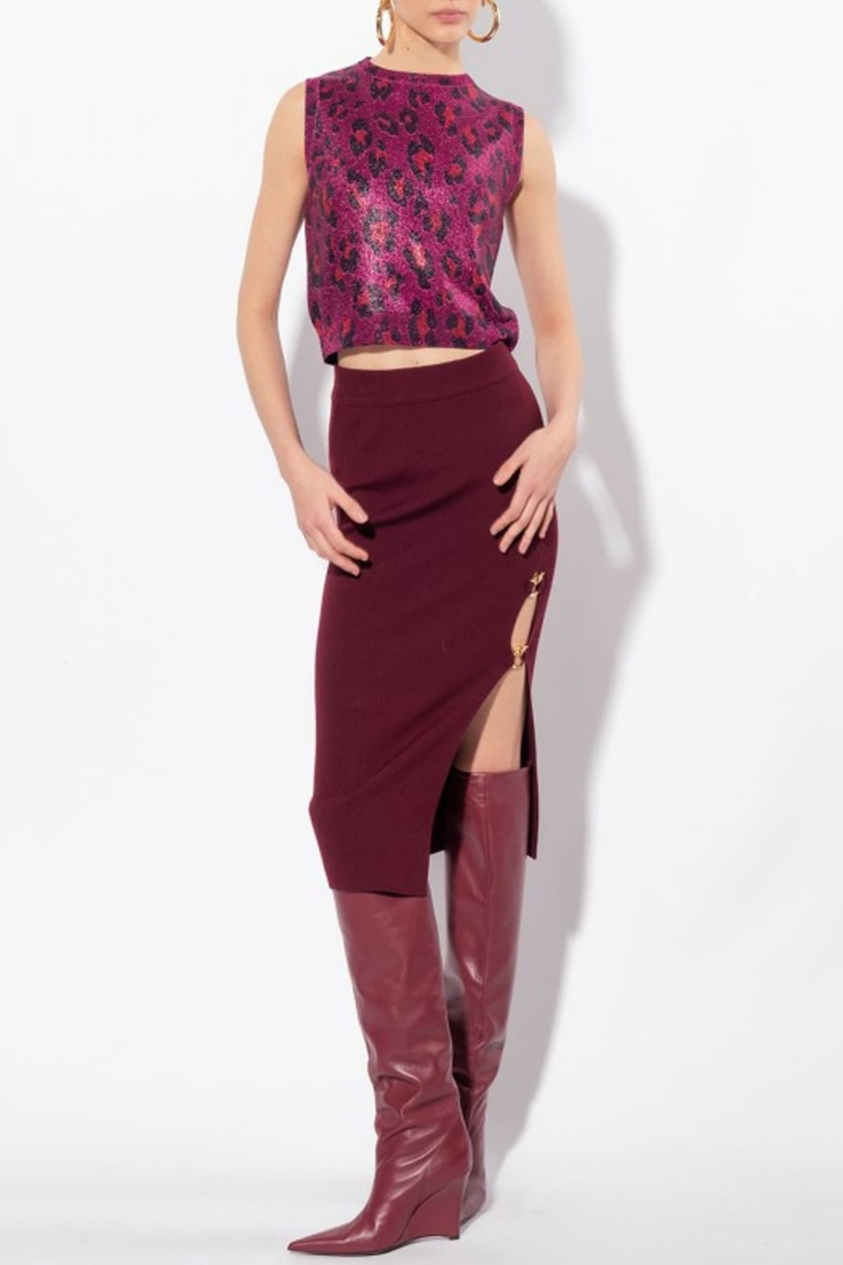 PINKO TOP CAVOLAIA ΑΜΑΝΙΚΟ ΕΜΠΡΙΜΕ ΜΑΥΡΟ/ΜΩΒ