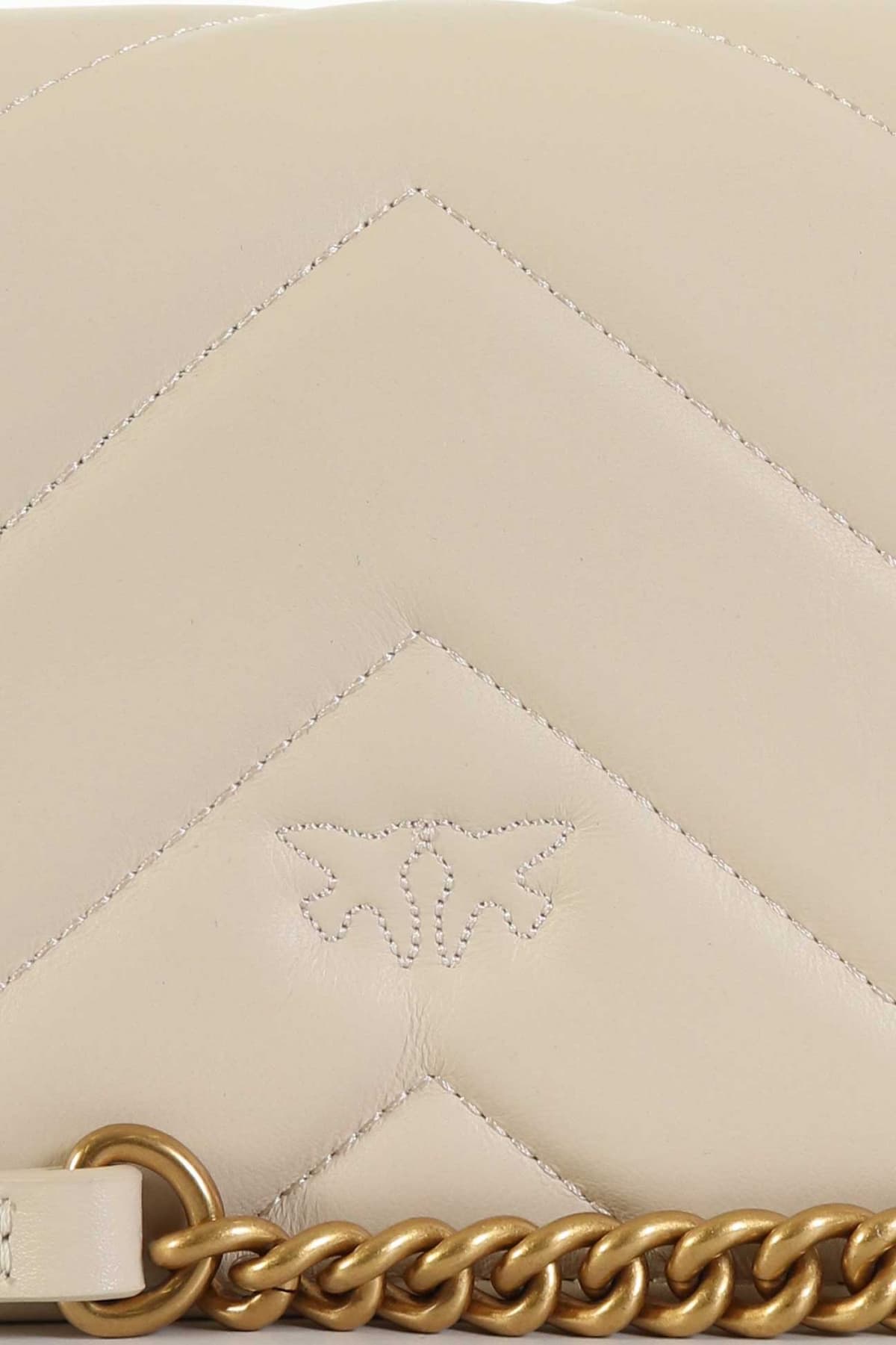 PINKO ΤΣΑΝΤΑΚΙ LOVE CLICK MINI SHEEP NAPPA BIG CHEVRON ΕΚΡΟΥ