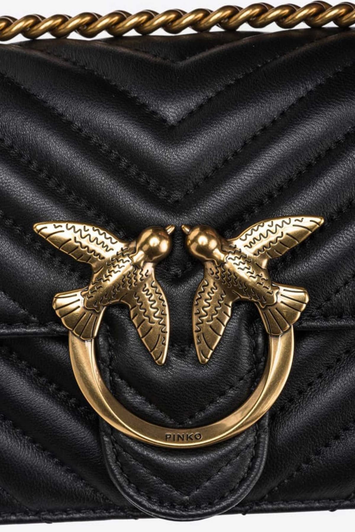 PINKO ΤΣΑΝΤΑΚΙ CROSSBODY LOVE ONE MINI DC LOGO ΜΑΥΡΟ