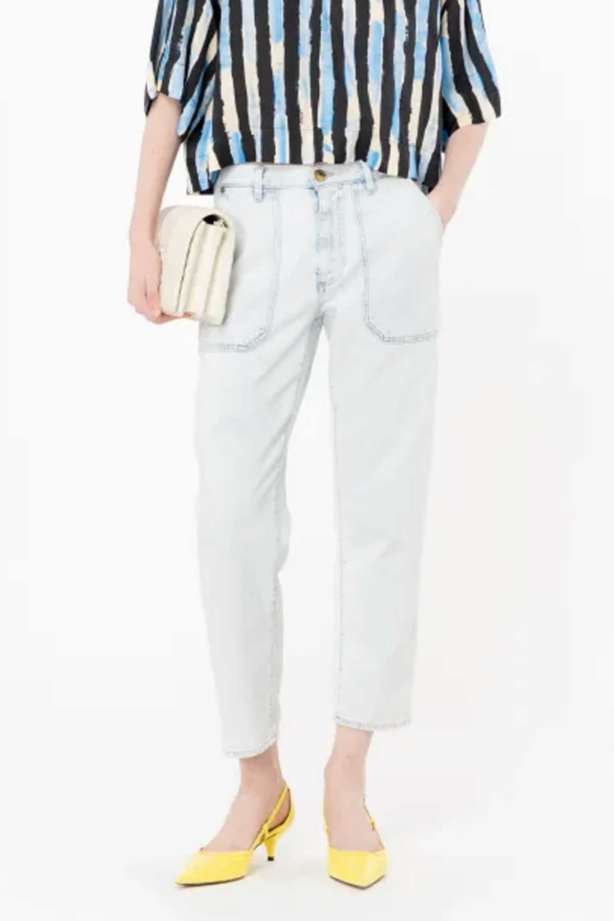 PINKO JEANS CLOE CHINO DENIM SNOW WASH MOONWASH ΜΠΛΕ ΞΕΒΑΜΜΕΝΟ