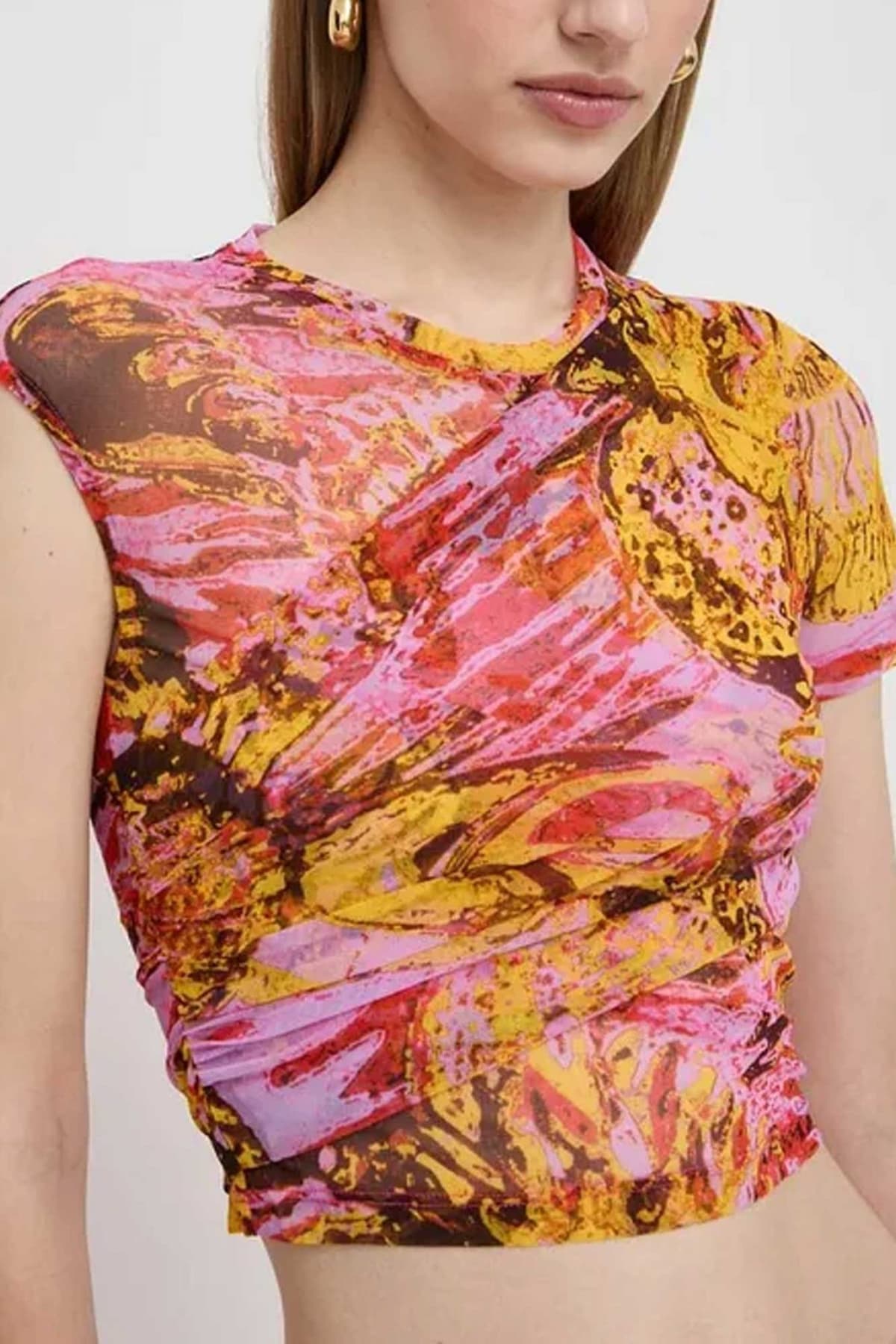 PINKO TOP ΣΟΥΡΑ ΠΛΑΙ MULTICOLOR ΡΟΖ