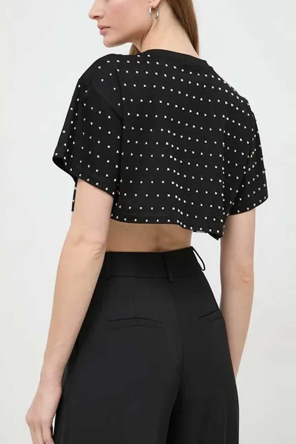 PINKO T-SHIRT CROP BOMBA LOGO ΤΡΟΥΞ ΜΑΥΡΟ