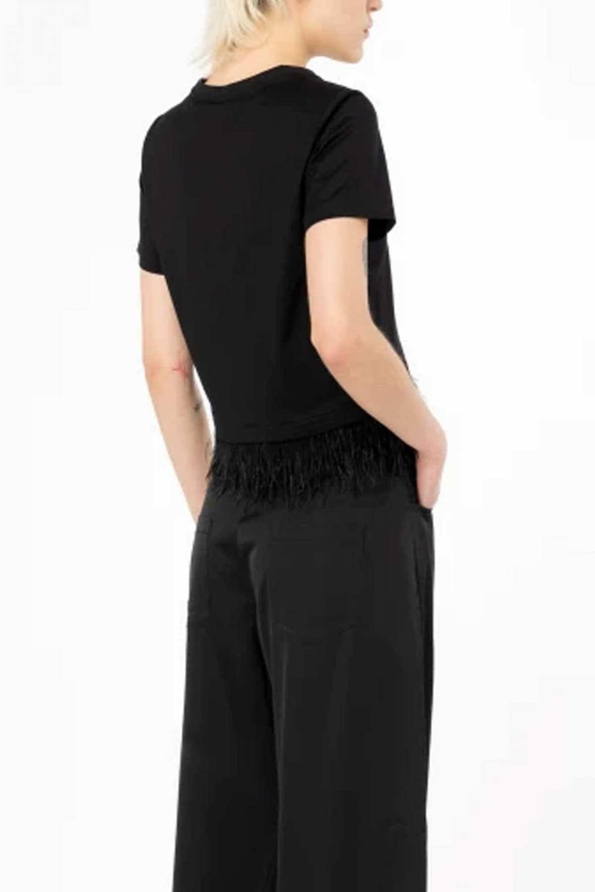 PINKO T-SHIRT CROP MARTIGANO ΠΟΥΠΟΥΛΑ LOGO ΜΑΥΡΟ