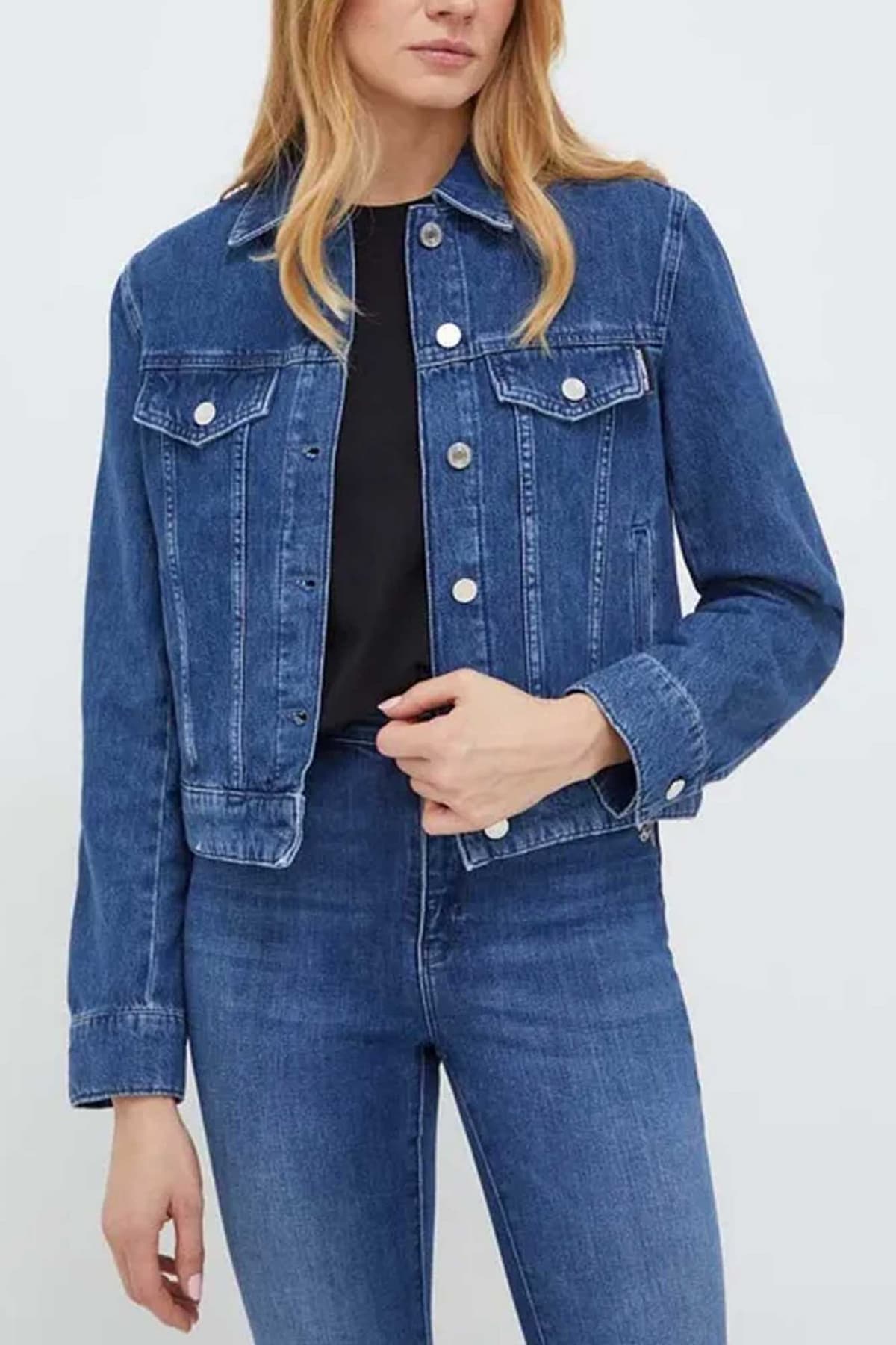 KARL LAGERFELD ΜΠΟΥΦΑΝ JEANS DENIM JACKET LOGO ΠΑΓΕΤΑ ΑΣΗΜΙ