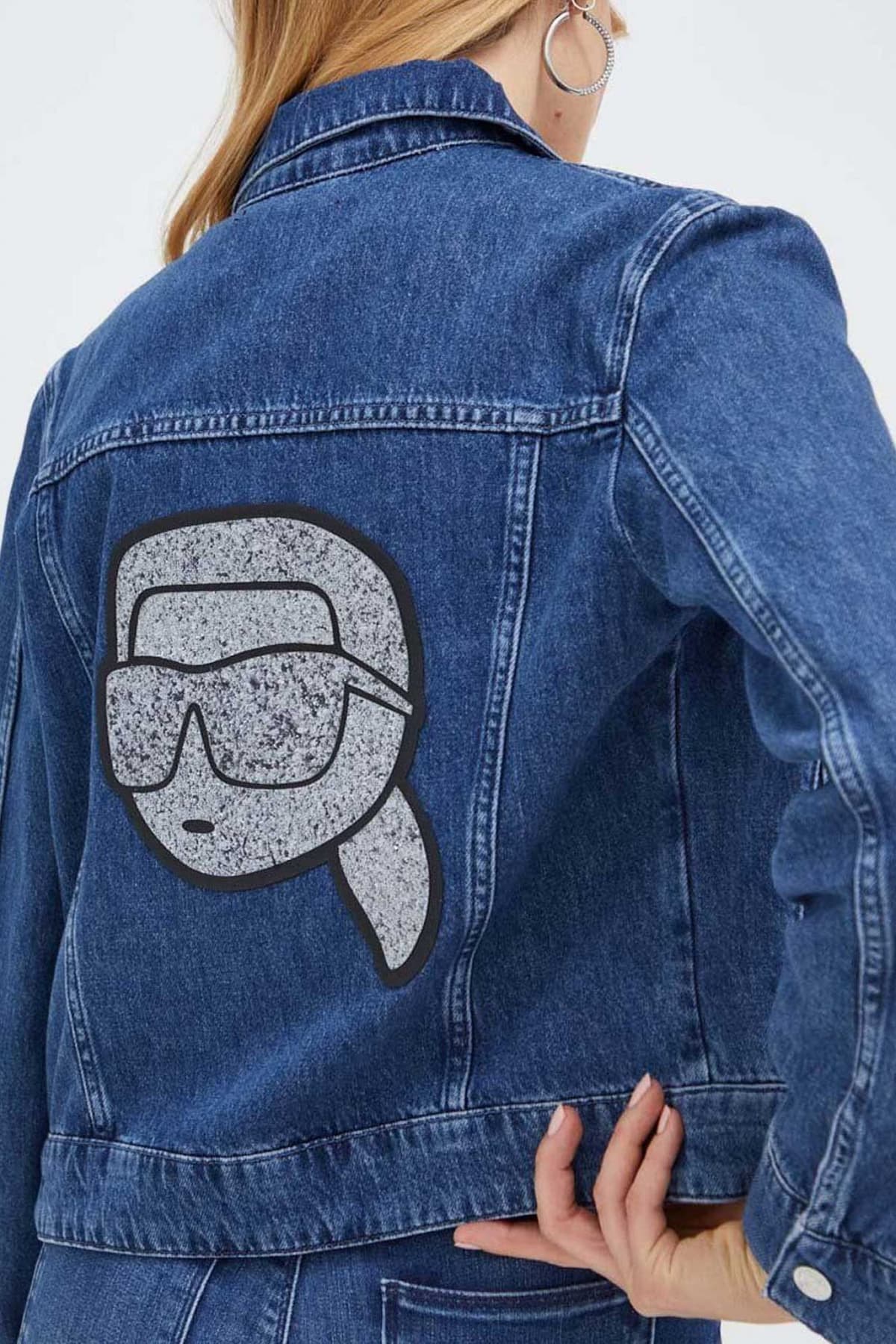 KARL LAGERFELD ΜΠΟΥΦΑΝ JEANS DENIM JACKET LOGO ΠΑΓΕΤΑ ΑΣΗΜΙ