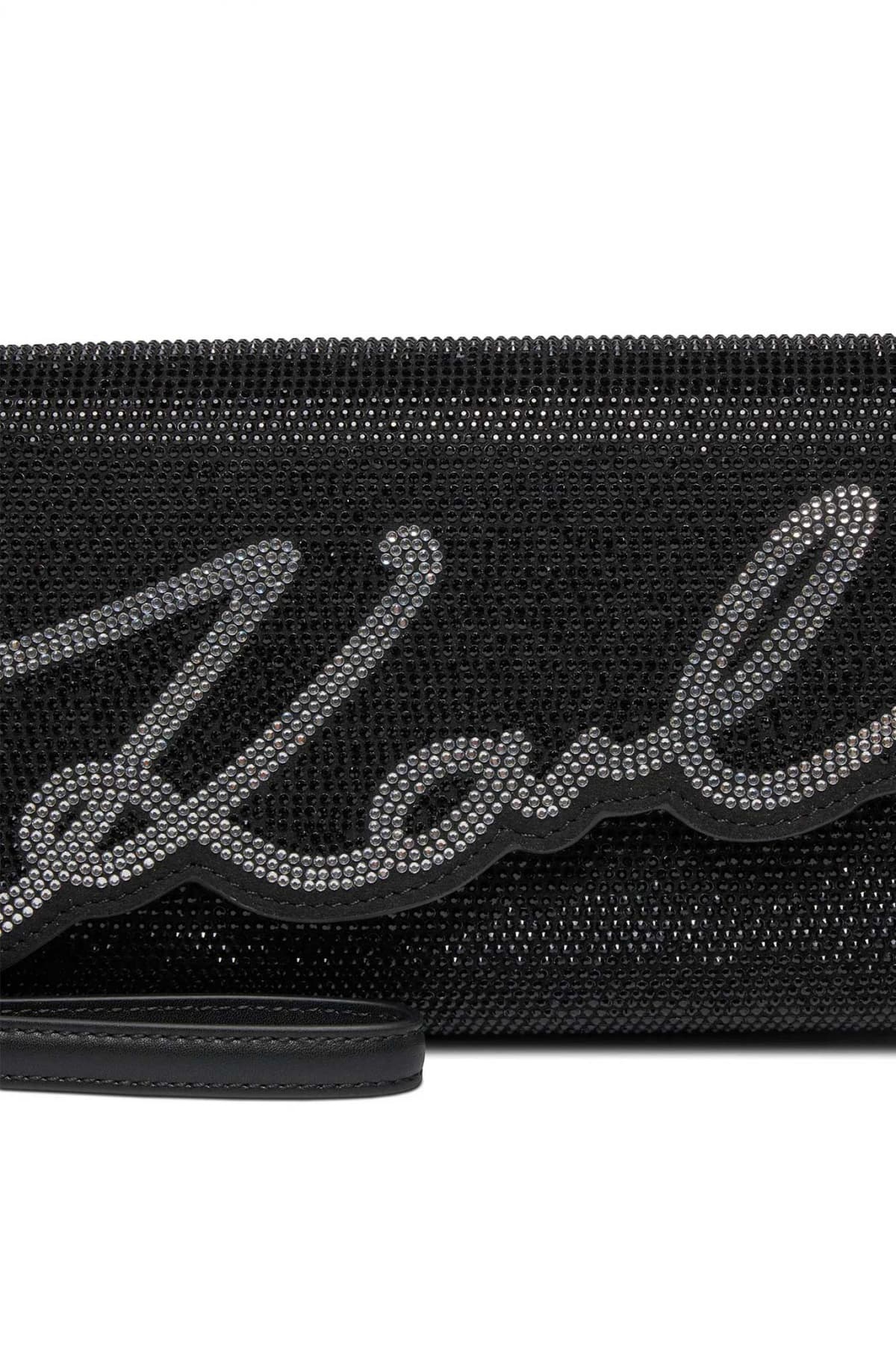 KARL LAGERFELD ΤΣΑΝΤΑ ΦΑΚΕΛΟΣ LOGO ΣΤΡΑΣ ΜΑΥΡΟ-ΑΣΗΜΙ