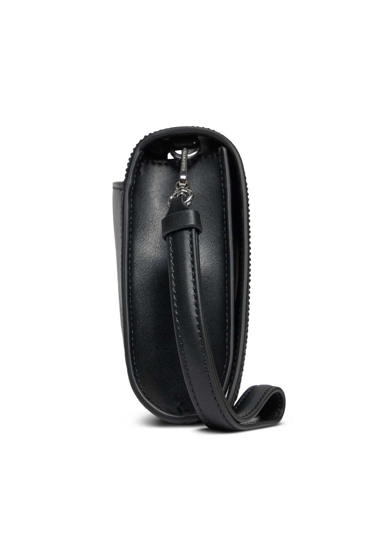 KARL LAGERFELD ΤΣΑΝΤΑ ΦΑΚΕΛΟΣ LOGO ΣΤΡΑΣ ΜΑΥΡΟ-ΑΣΗΜΙ