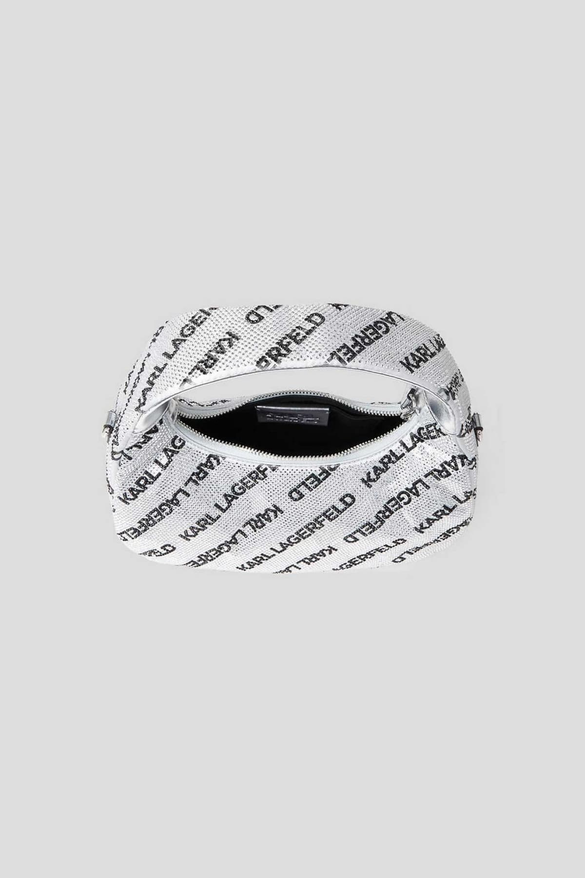 KARL LAGERFELD ΤΣΑΝΤΑΚΙ ΧΕΙΡΟΣ/CROSSBODY ALL OVER LOGO ΣΤΡΑΣΑΚΙΑ ΑΣΗΜΙ