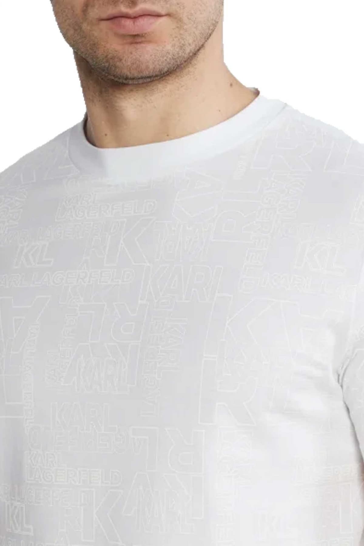 KARL LAGERFELD T-SHIRT ALL OVER LOGO ΛΕΥΚΟ