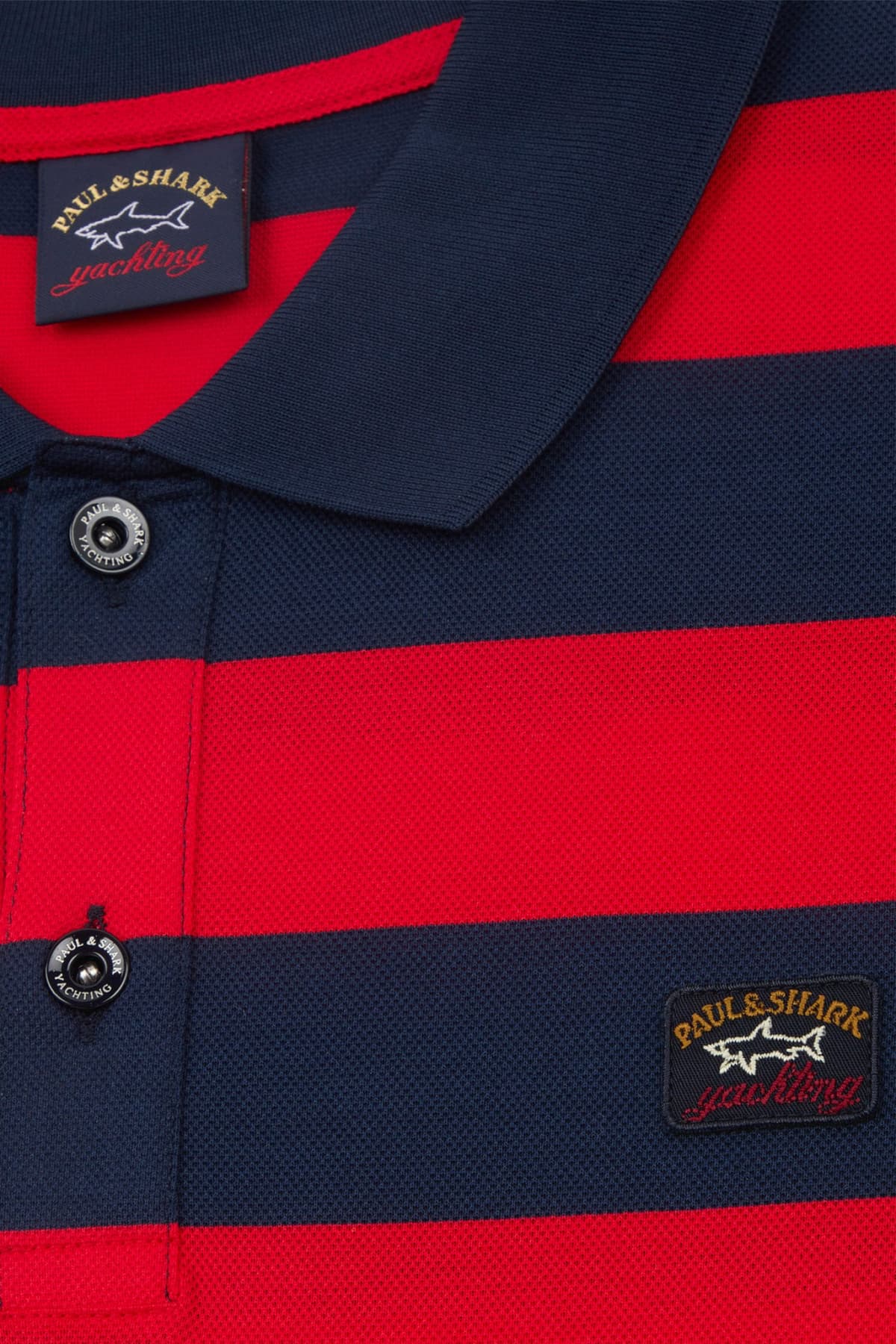 PAUL&SHARK POLO LOGO DOUBLE MERCERIZED ΡΙΓΕ KOKKINO-ΜΠΛΕ