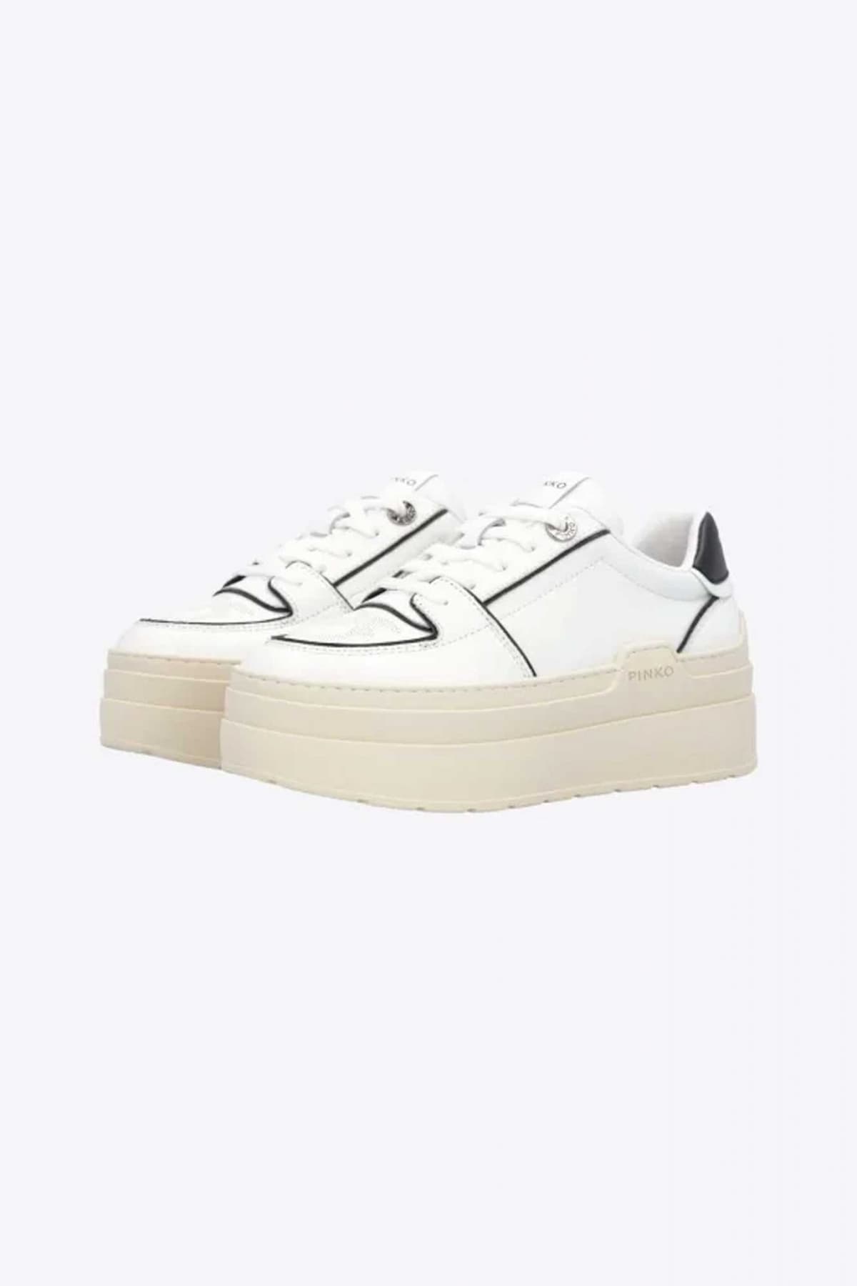 PINKO ΠΑΠΟΥΤΣΙΑ SNEAKERS GRETA 01 LOGO ΛΕΥΚΟ/ΜΑΥΡΟ